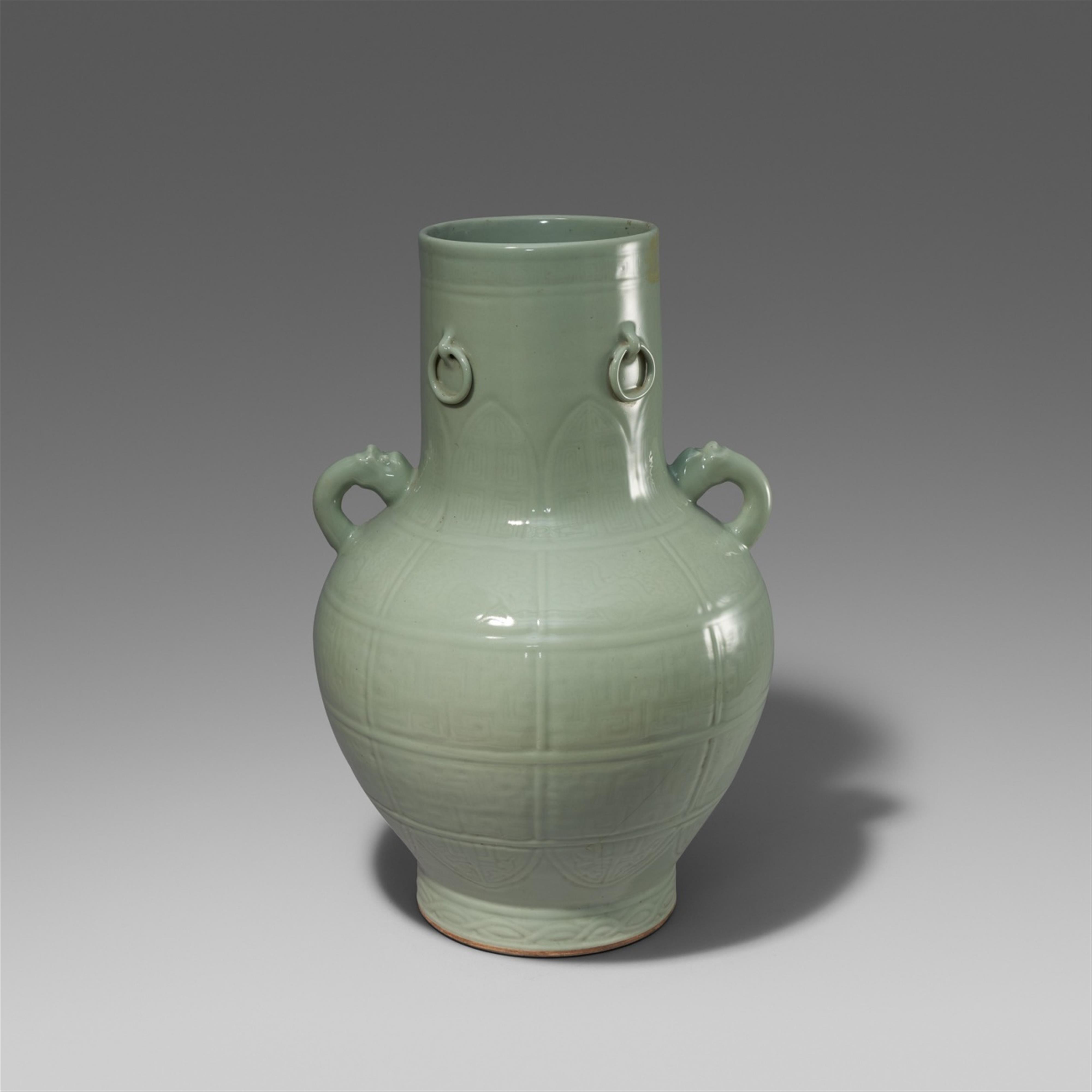 A large celadon-glazed vase. Around mid-20th century - image-1