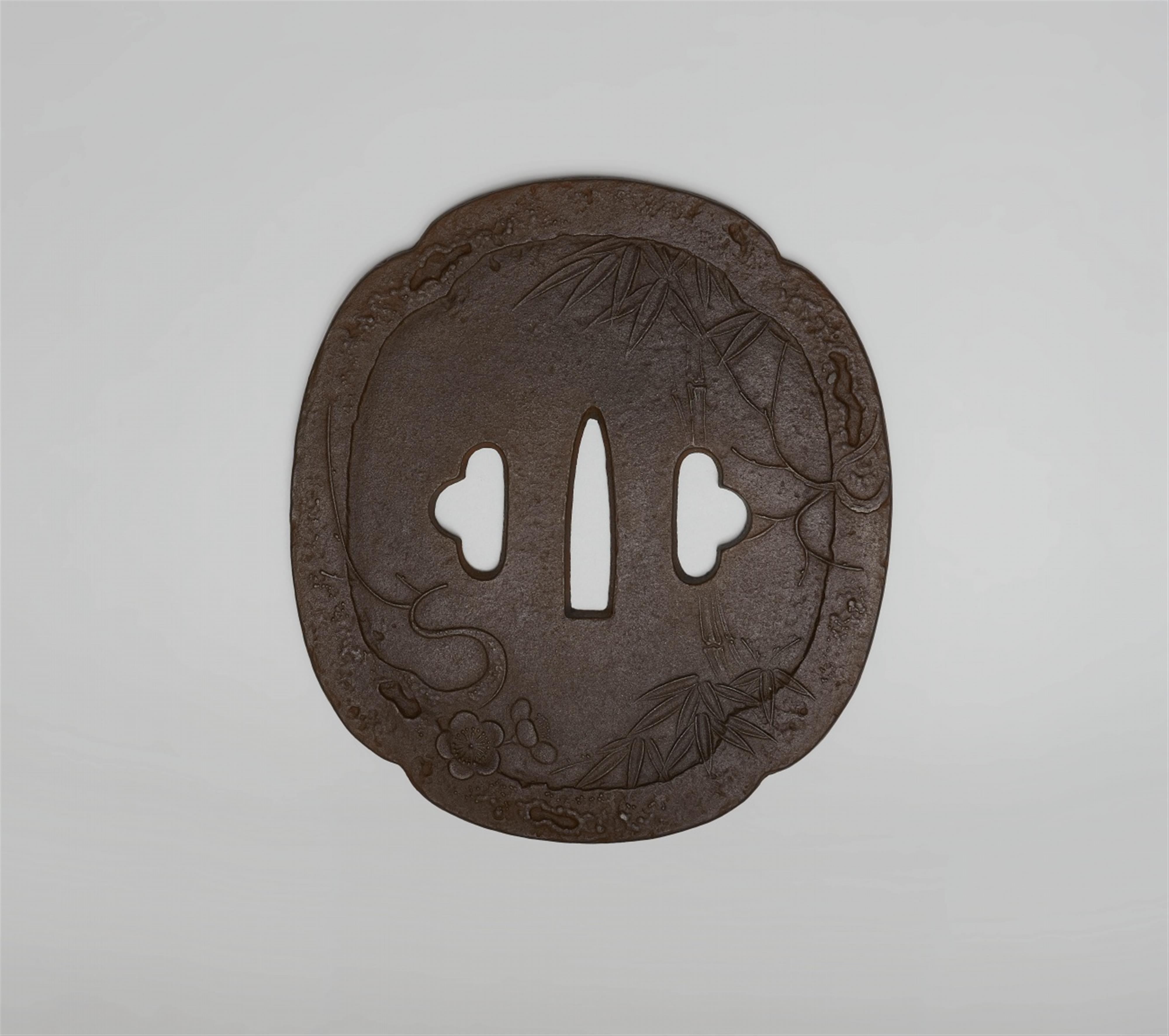 An iron panel in shape of a tsuba. Morioka, Iwate prefekture. Early 20th century - image-1