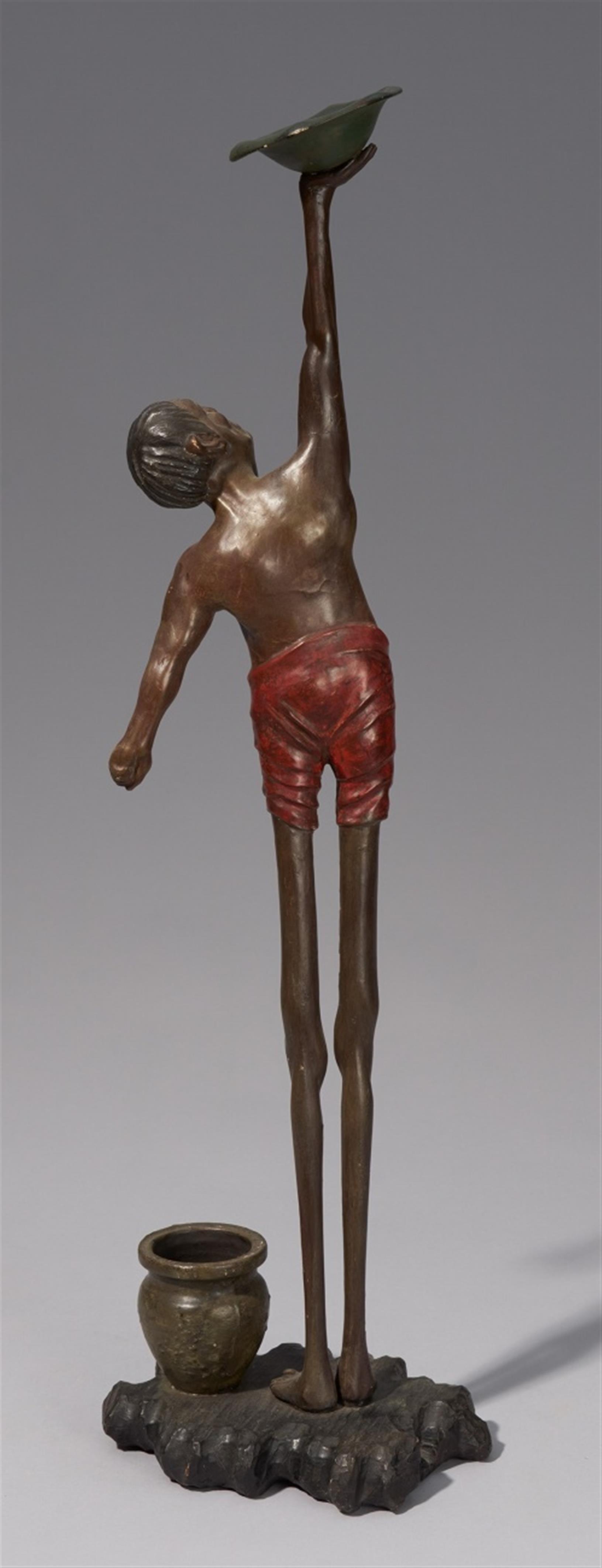 A polychromed wooden figure of an ashinaga (Long Leg). Late 19th century - image-2