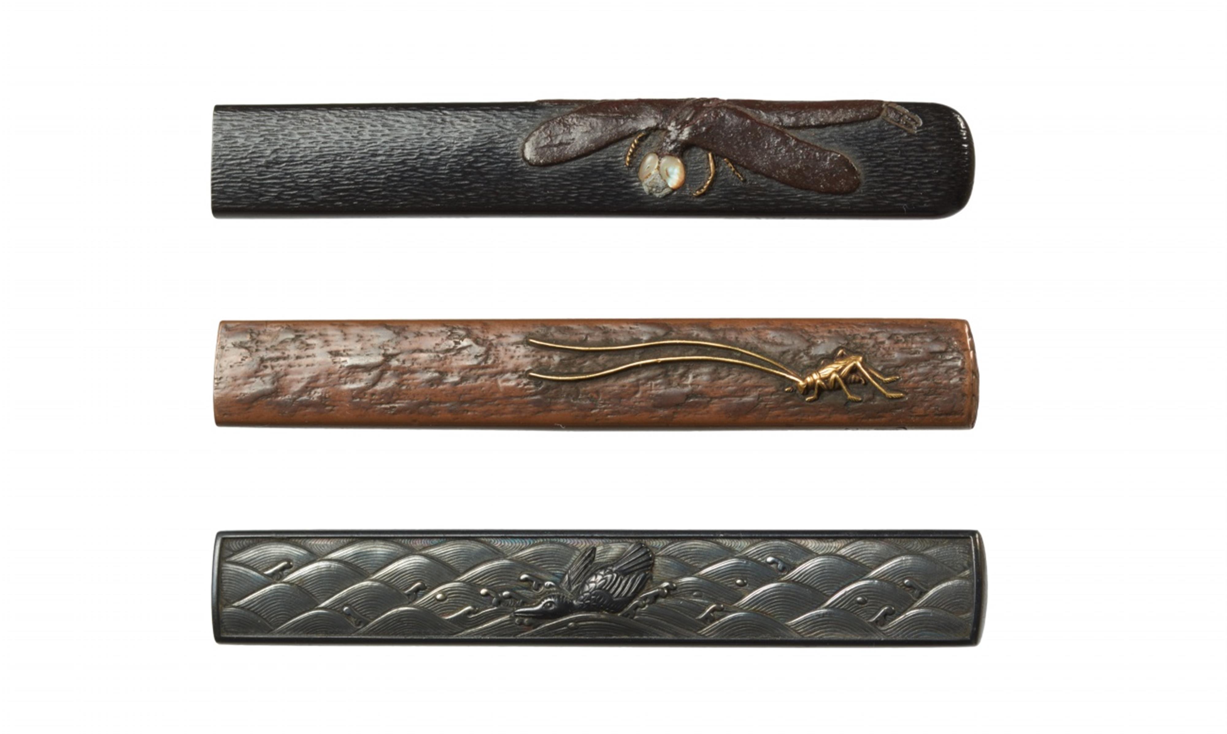 Three kozuka of different materials. 19th century - image-1