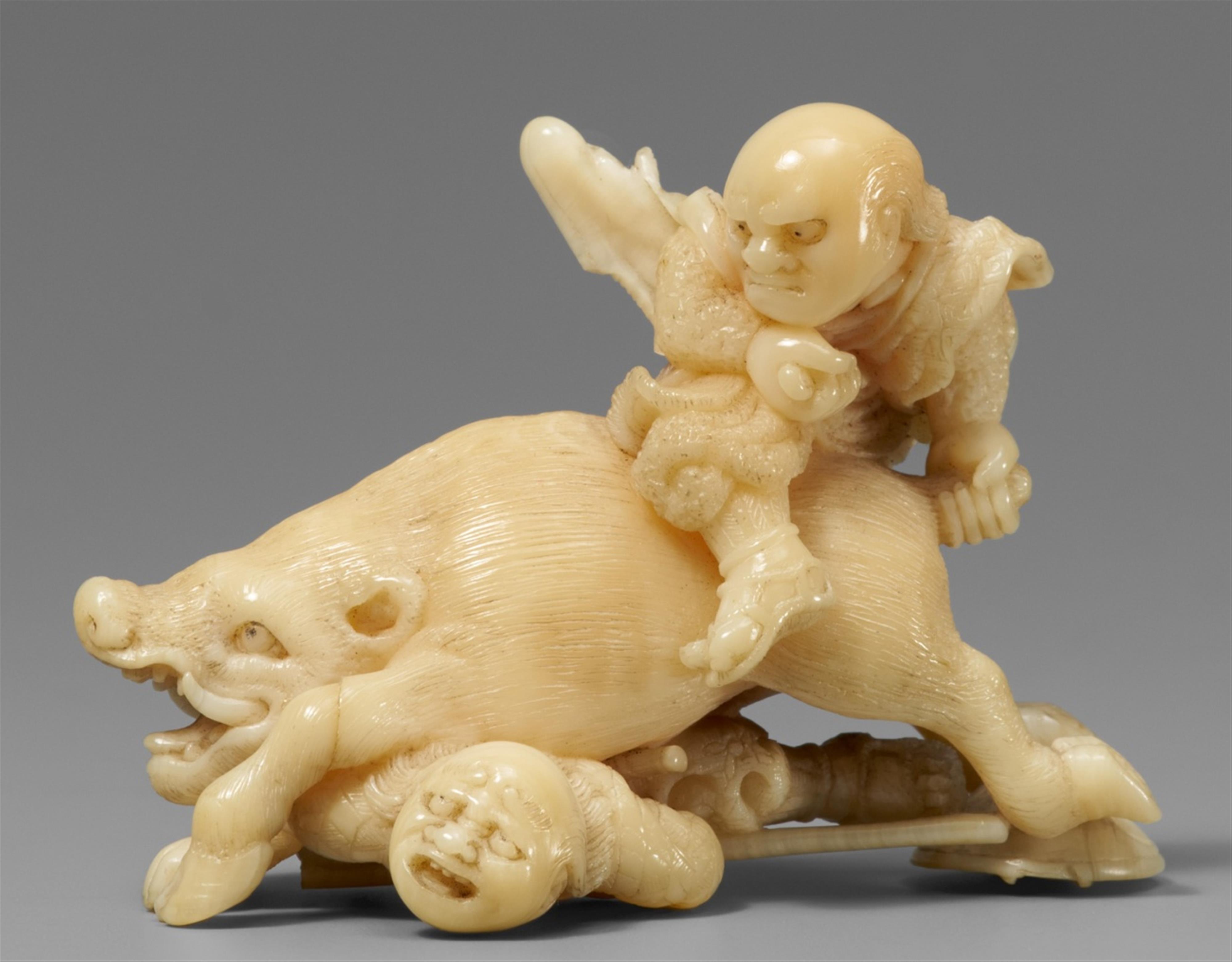 A marine ivory netsuke of Nitta no Shiro. 19th century - image-1