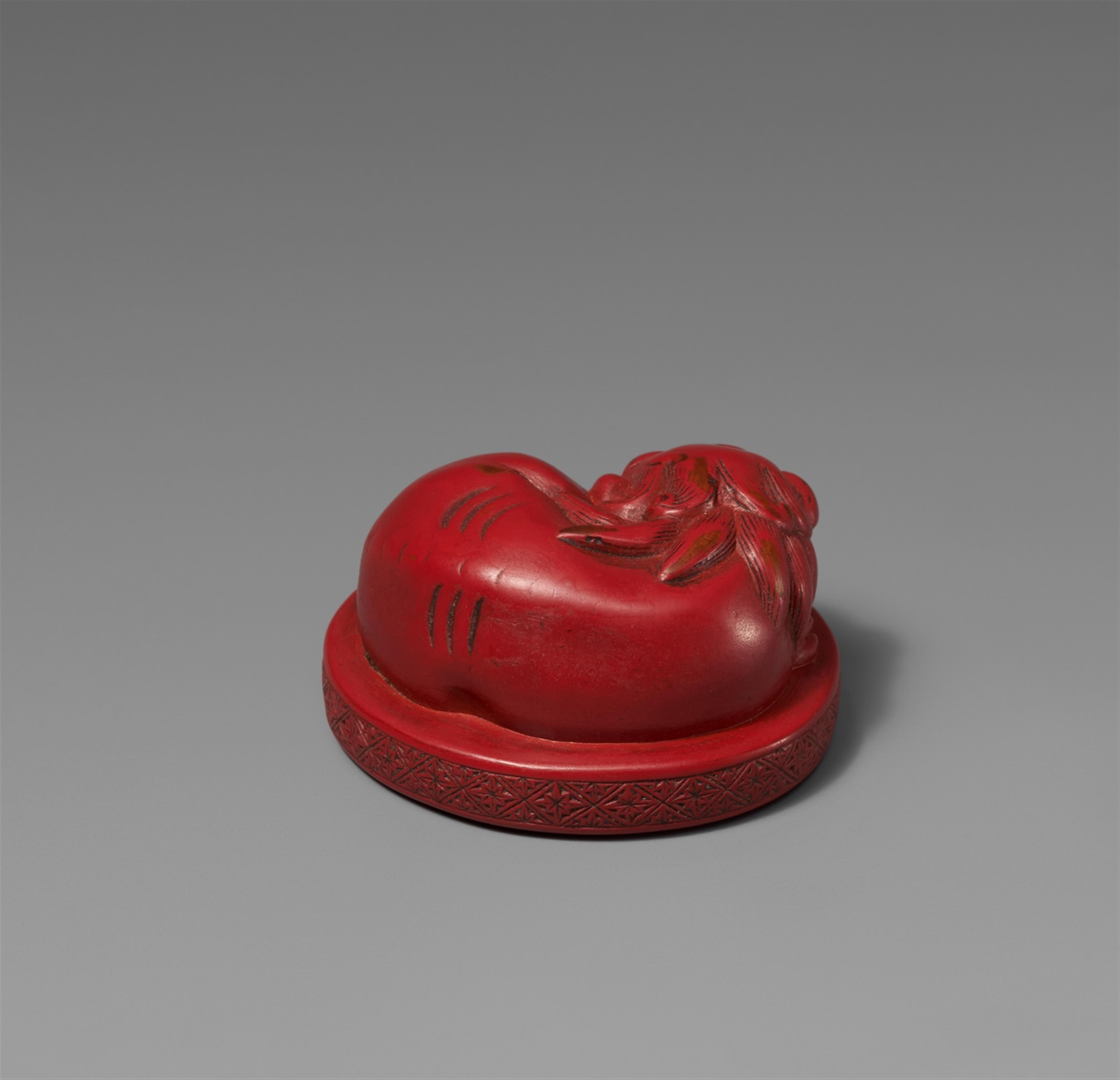 A red lacquer netsuke of a shishi. 19th century - image-2