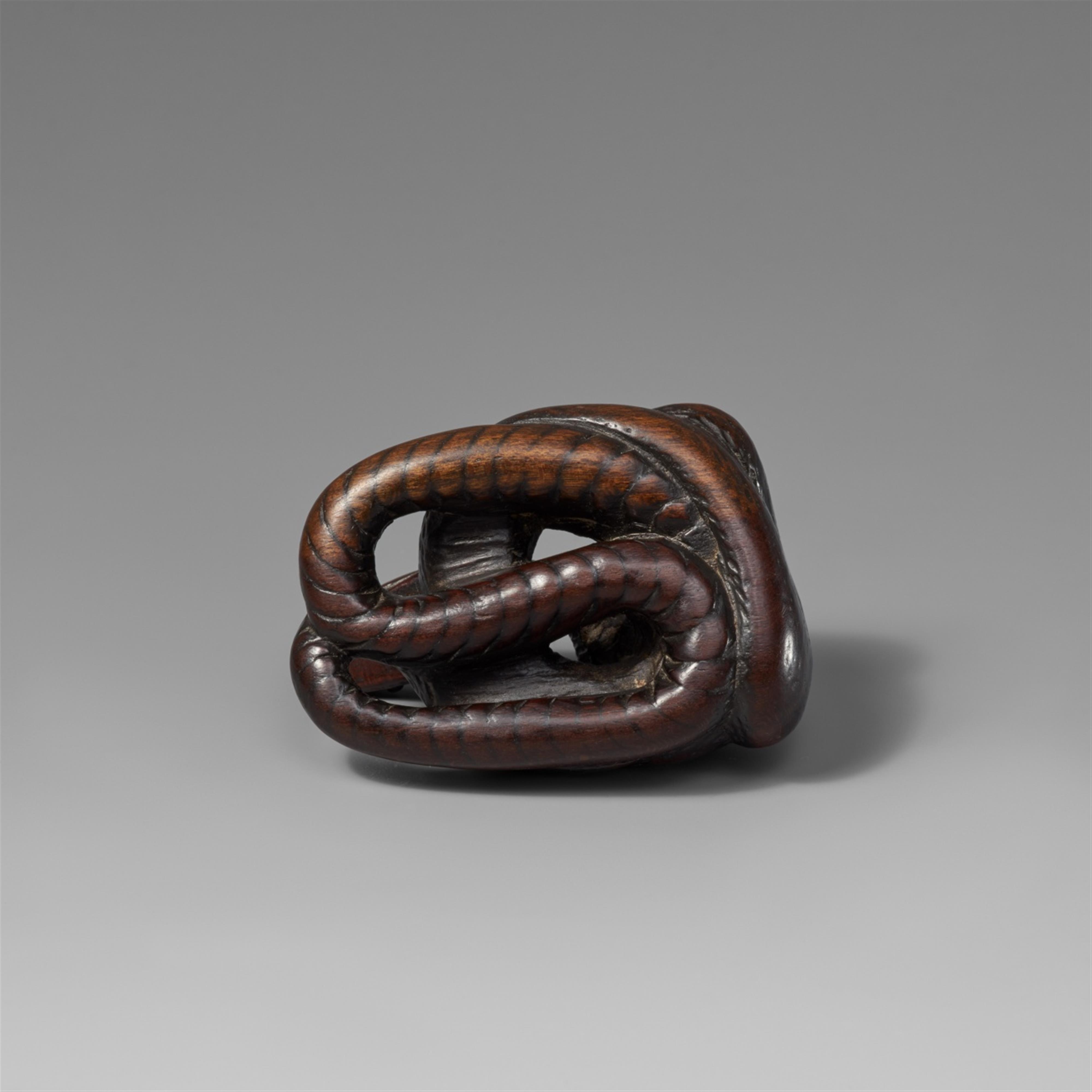 A very large wood netsuke of a snake. 19th century - image-3
