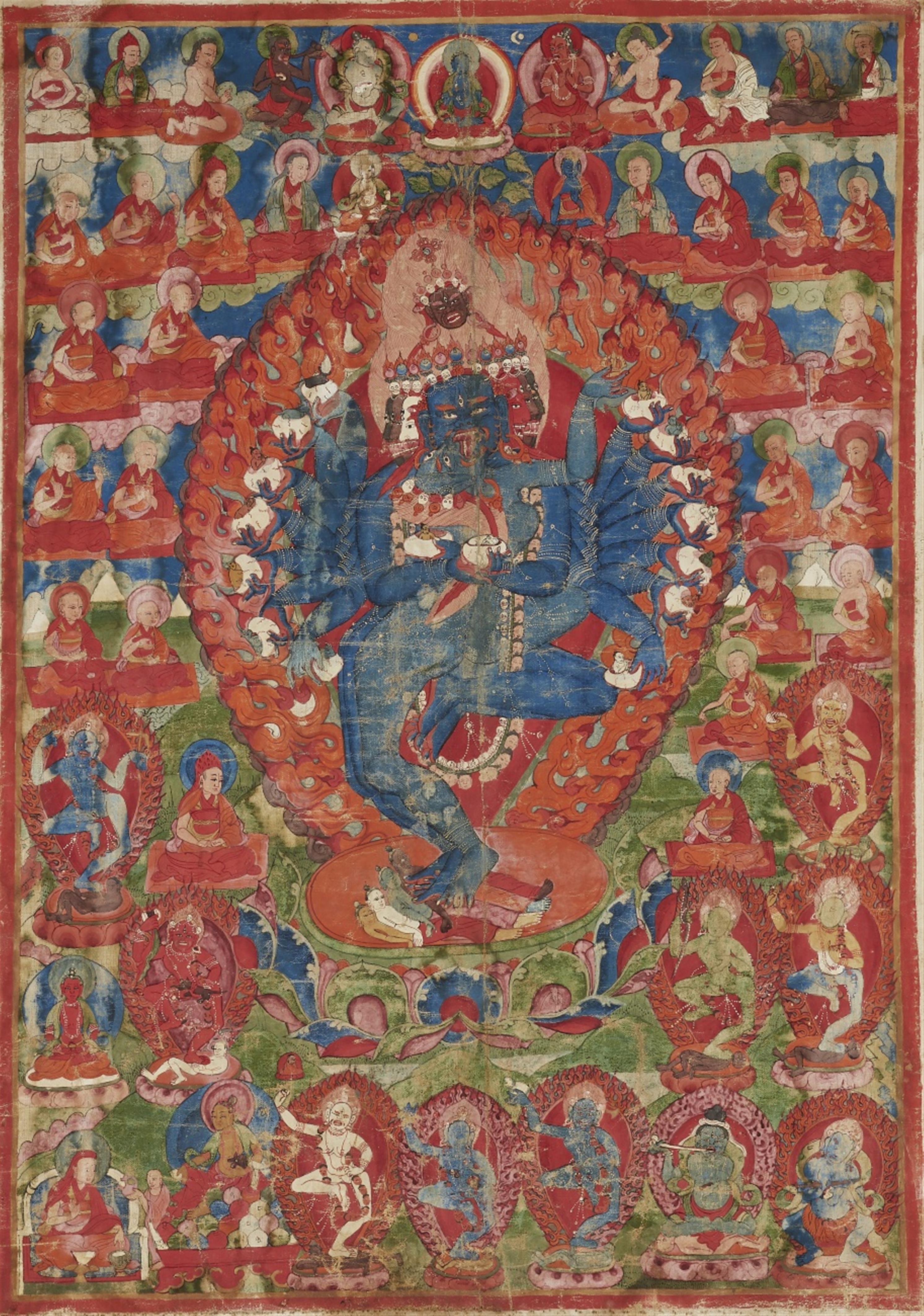 A magnificent Tibetan thangka of Hevajra and Nairatmya. 19th century - image-1