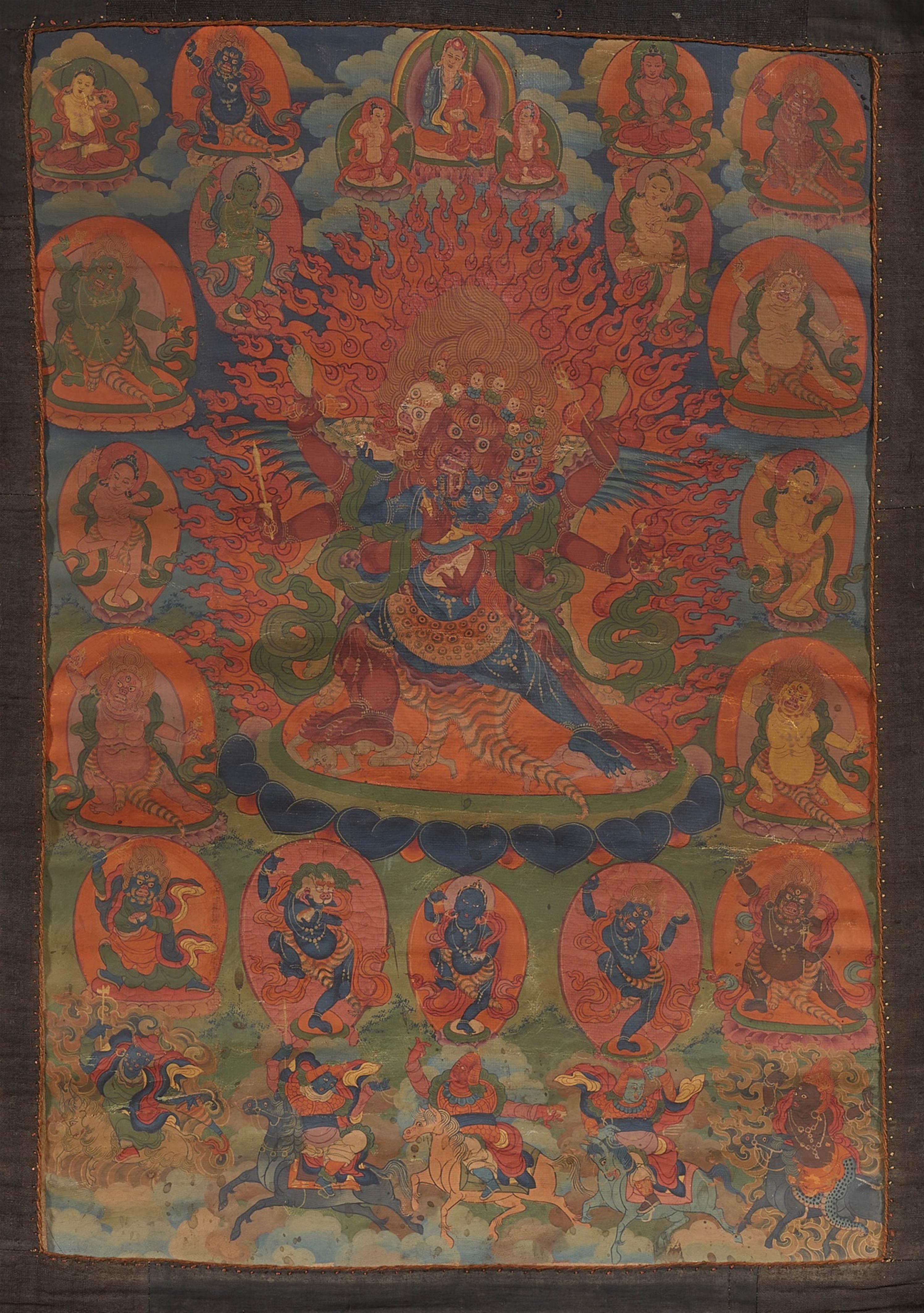 A Tibetan thangka of Guru Dragpo in yab yum. 19th century - image-1