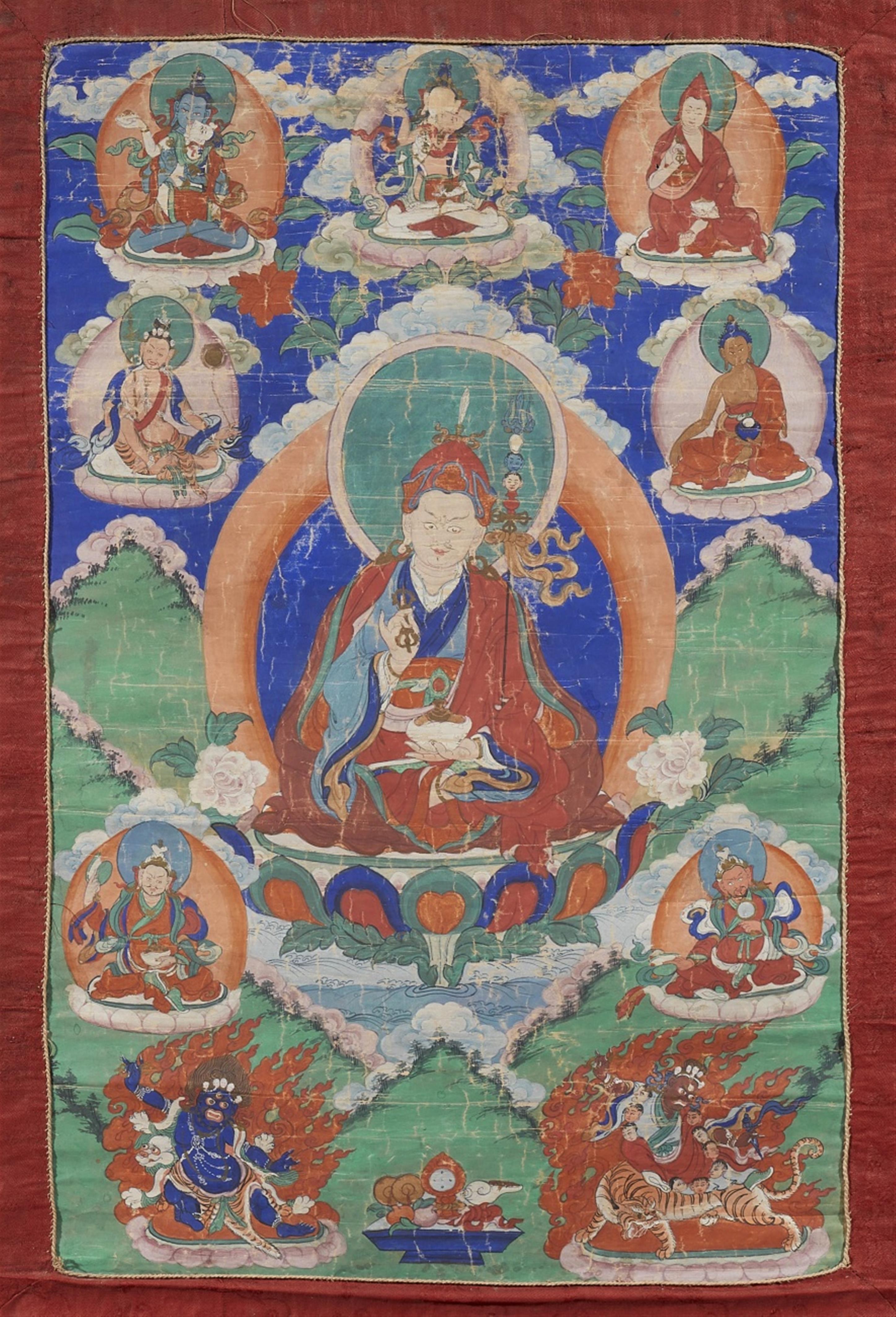 A Tibetan thangka of Padmasambhava. 19th/20th century - image-1