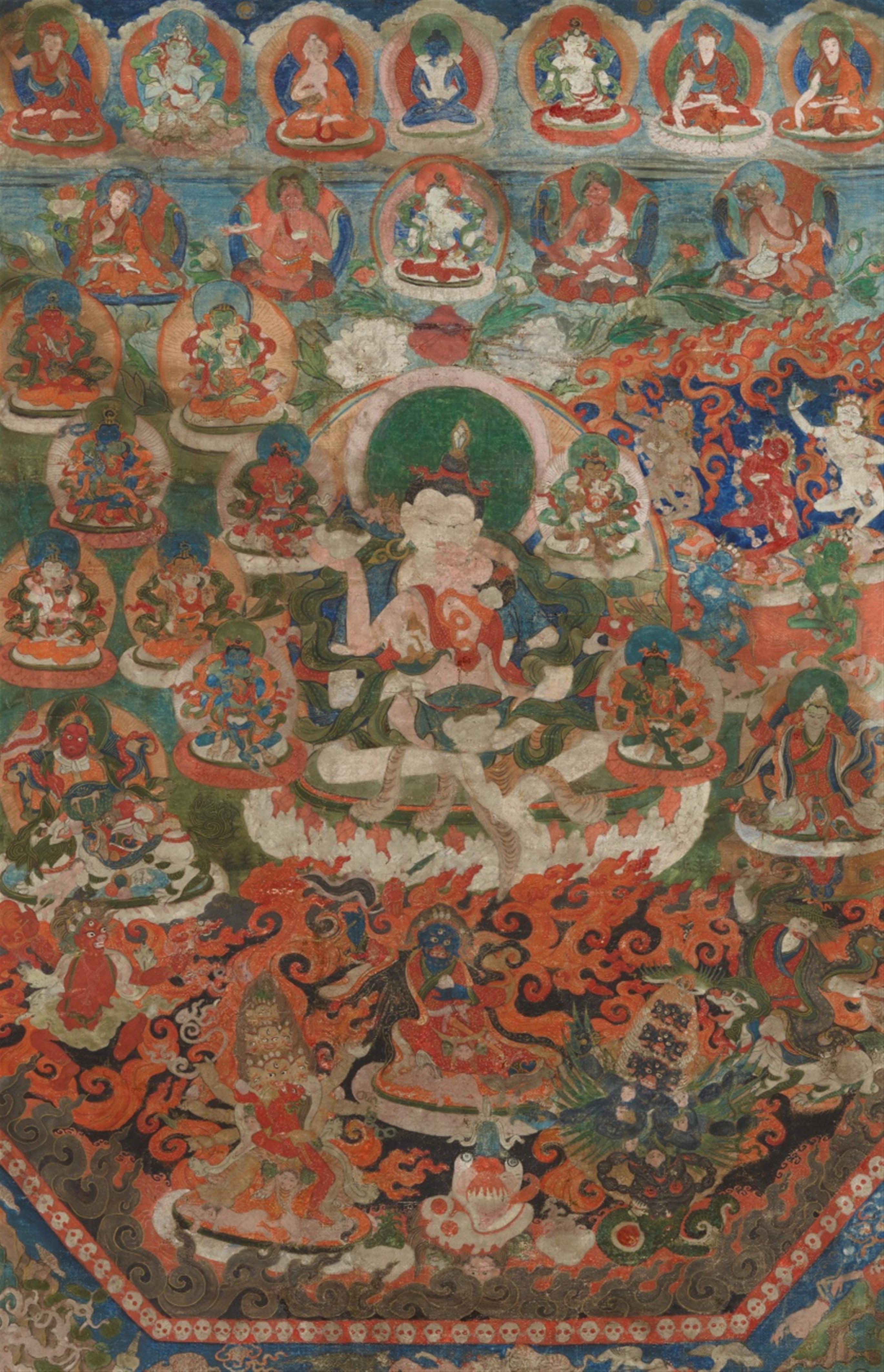Thangka des Samantabhadra in yab yum. Tibet. 18./19. Jh. - image-1