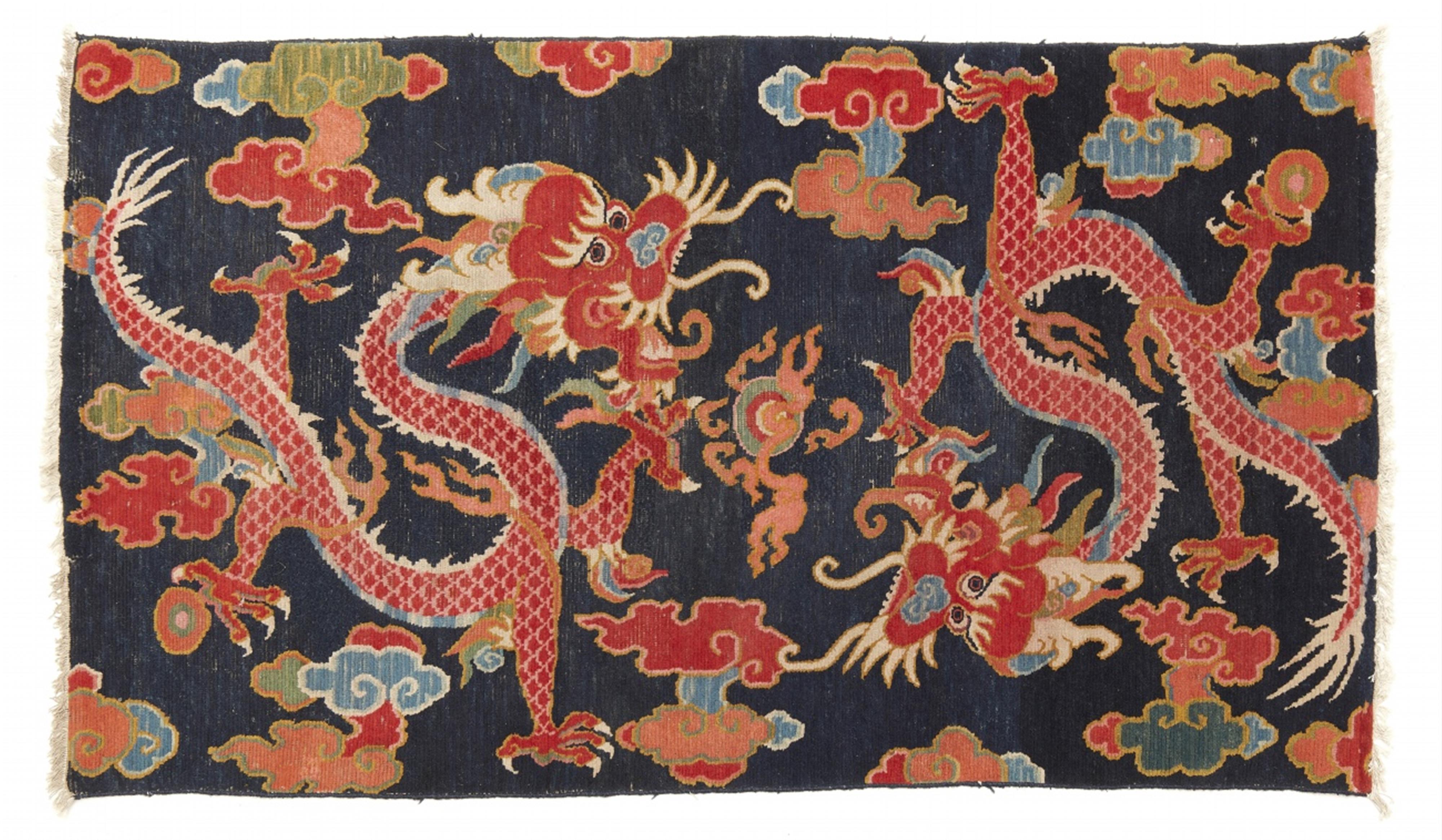 A fragment of a Tibetan wool dragon rug. Early 20th century - image-1