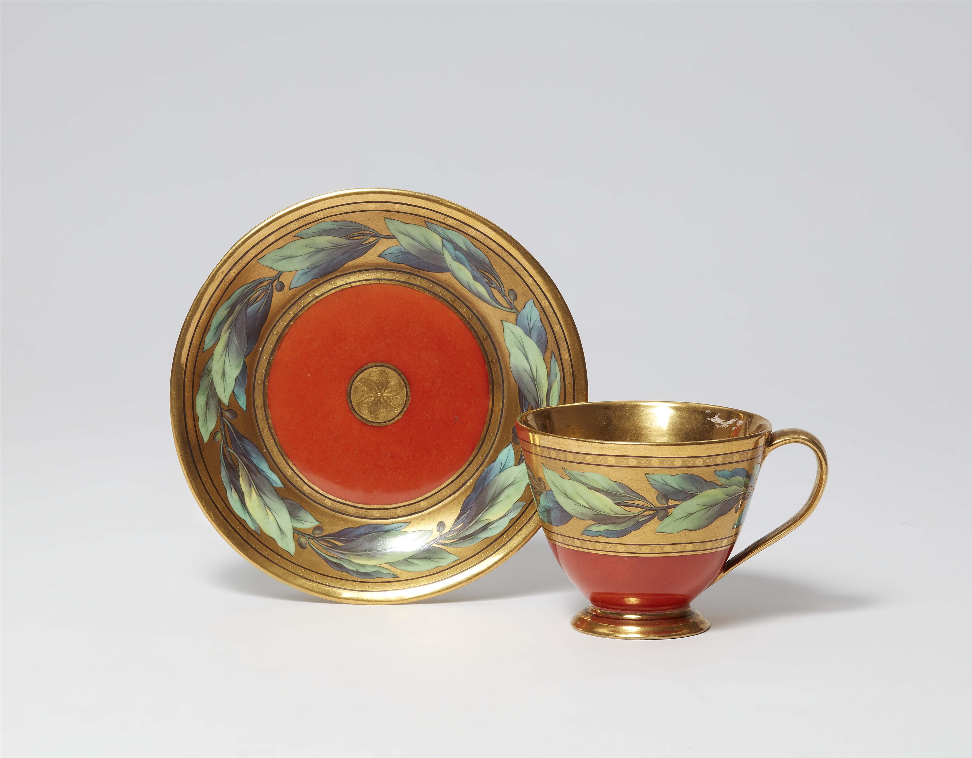 A Berlin KPM porcelain cup and saucer with laurel wreaths - image-1