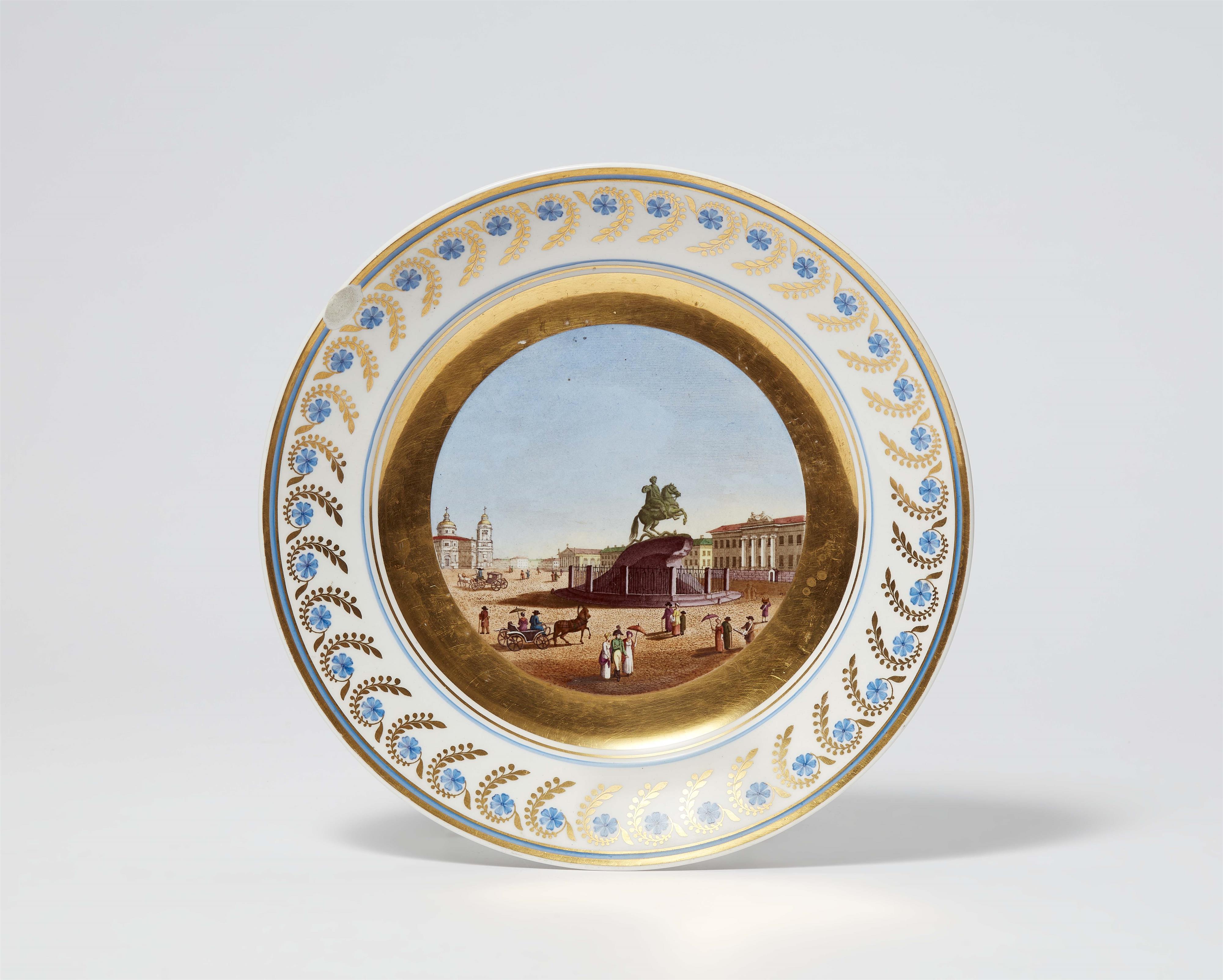 A porcelain plate with a view of the Bronze Horseman - image-1