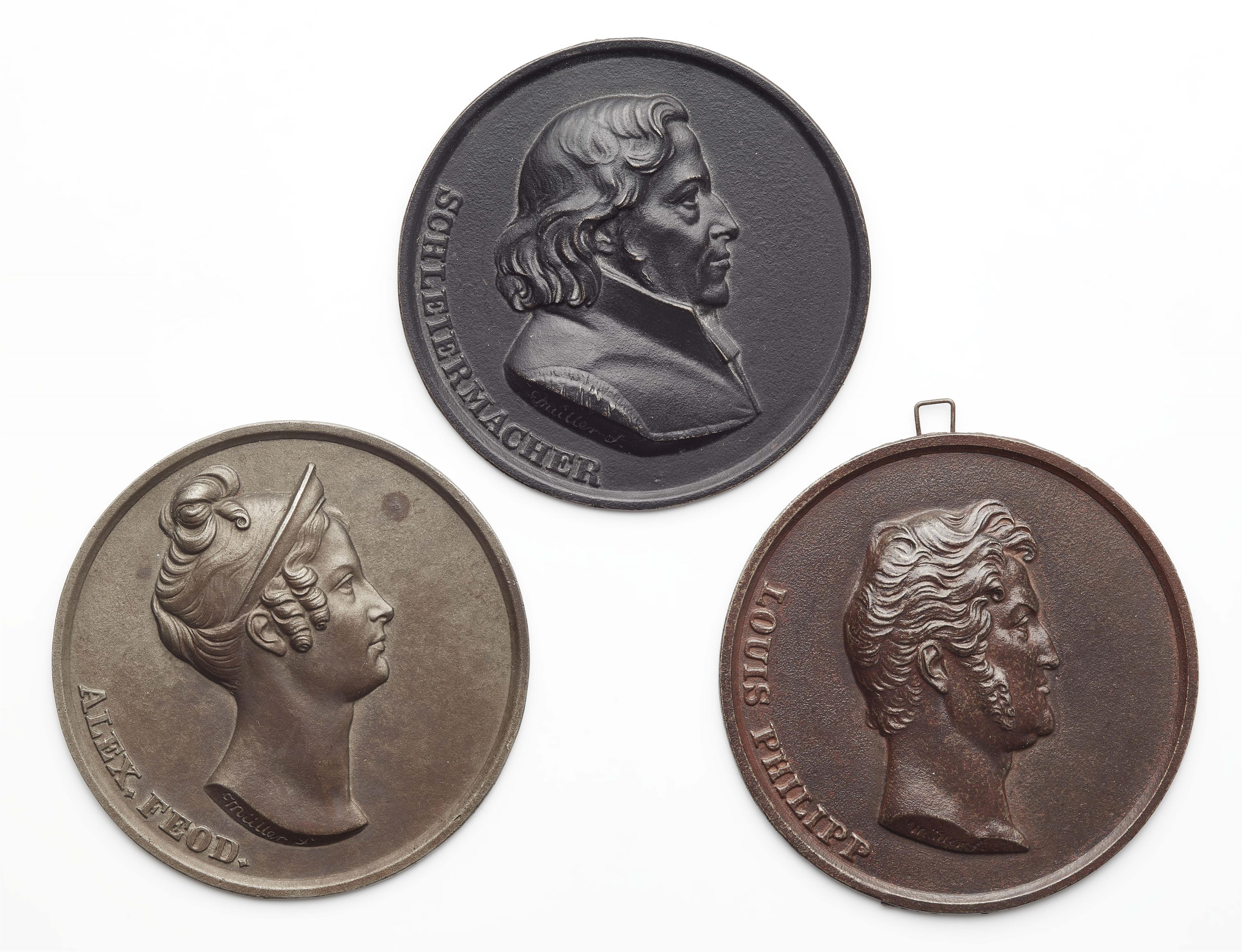 Three cast iron portrait medallions by Johann Friedrich Gottlieb Müller - image-1