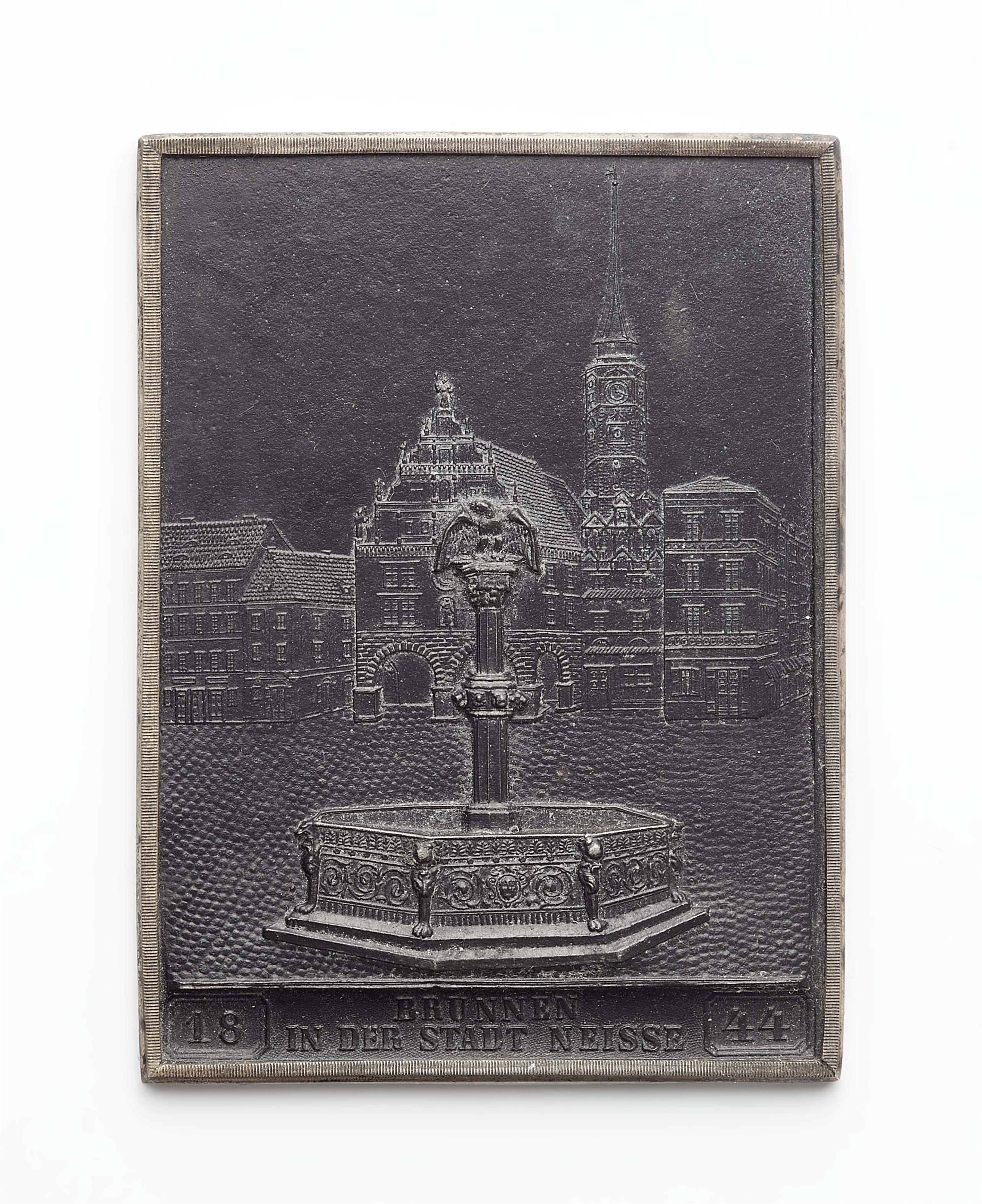 A cast iron New Year's plaque "1844 BRUNNEN IN DER STADT NEISSE" - image-1