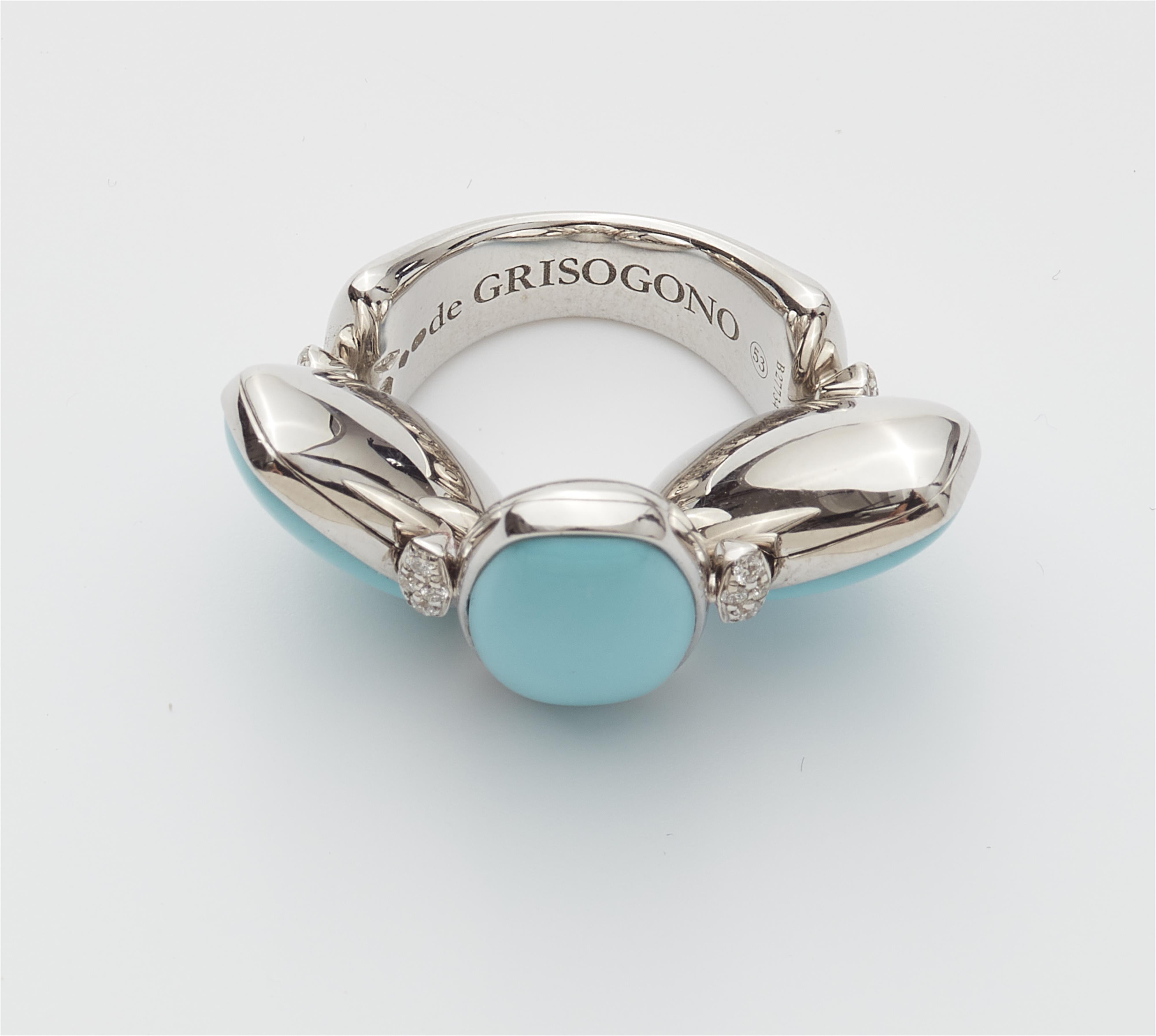 An 18k white gold diamond and turquoise "Zucchero" ring. - image-2