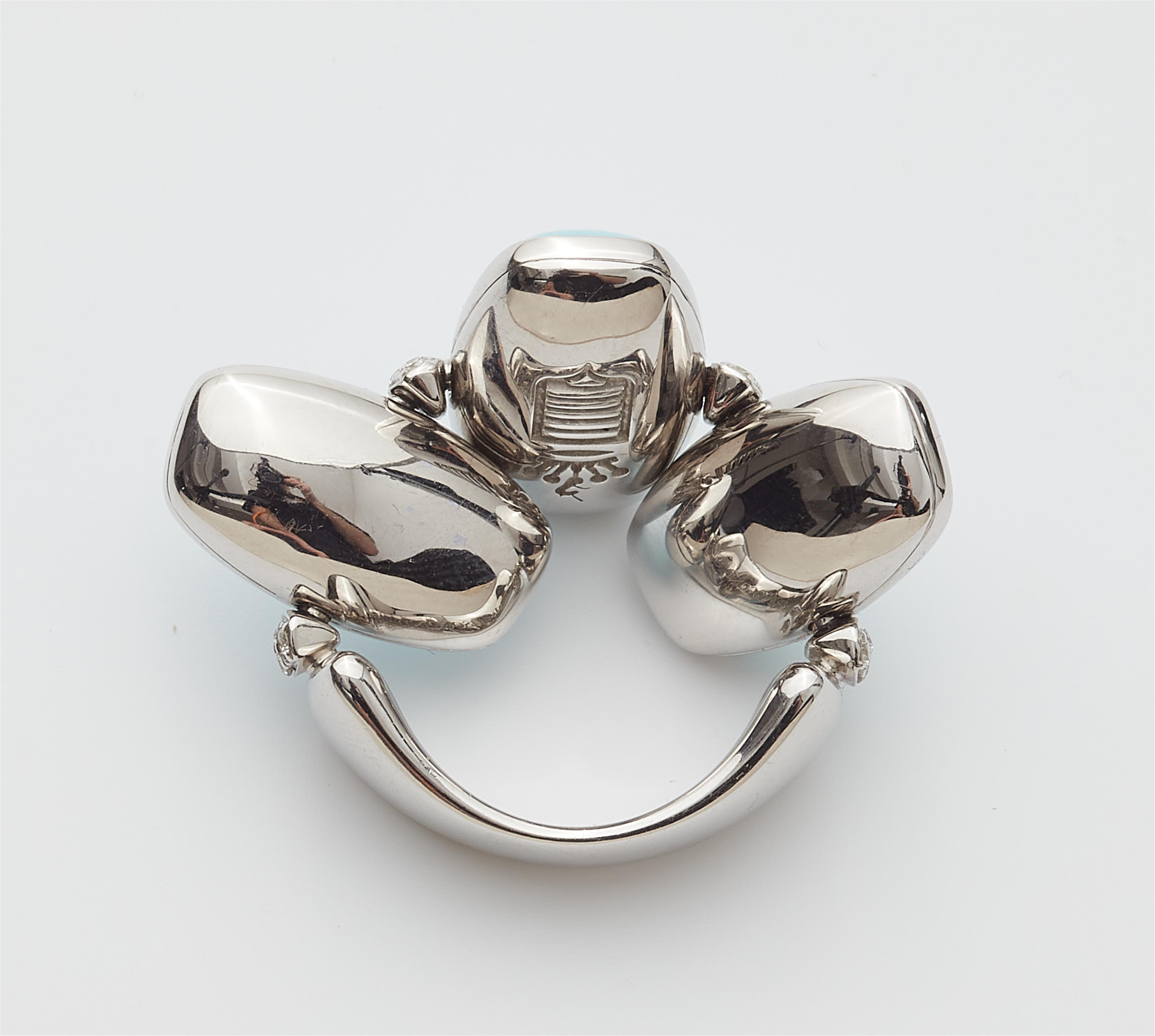 An 18k white gold diamond and turquoise "Zucchero" ring. - image-3