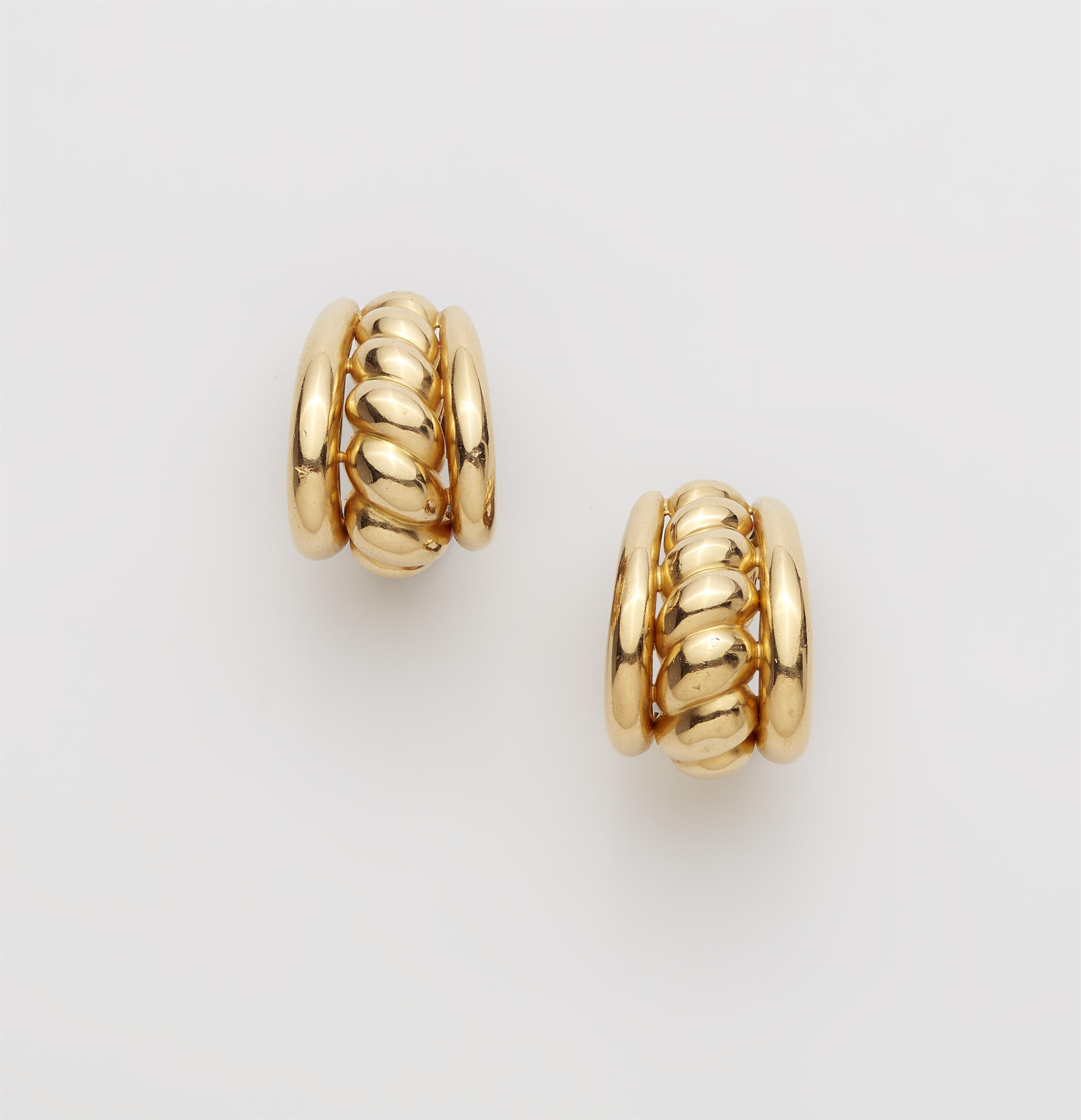 A pair of Italian 18k yellow gold clip earrings. - image-1