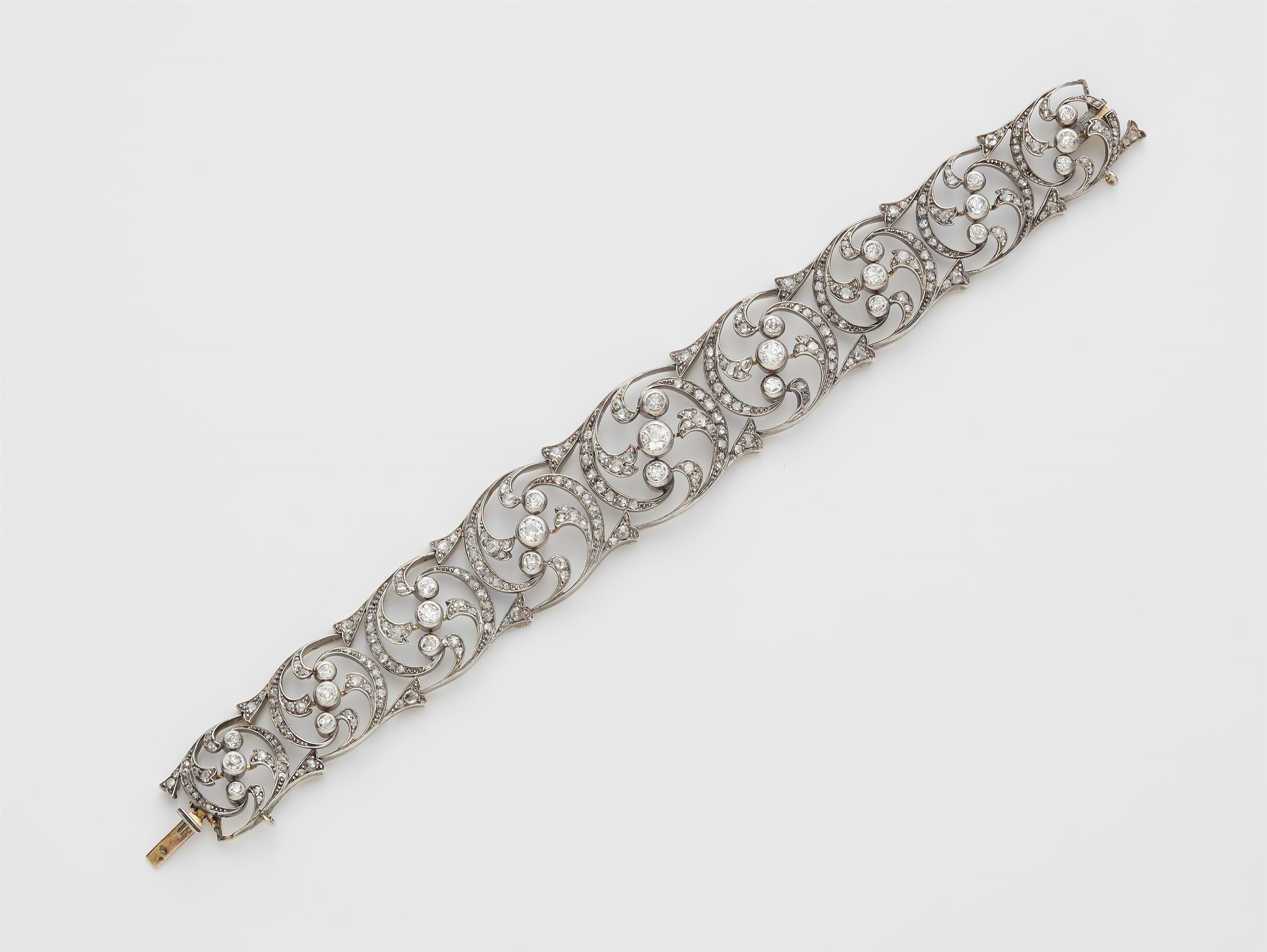 A French Belle Epoque 18k gold and diamond bracelet. - image-1