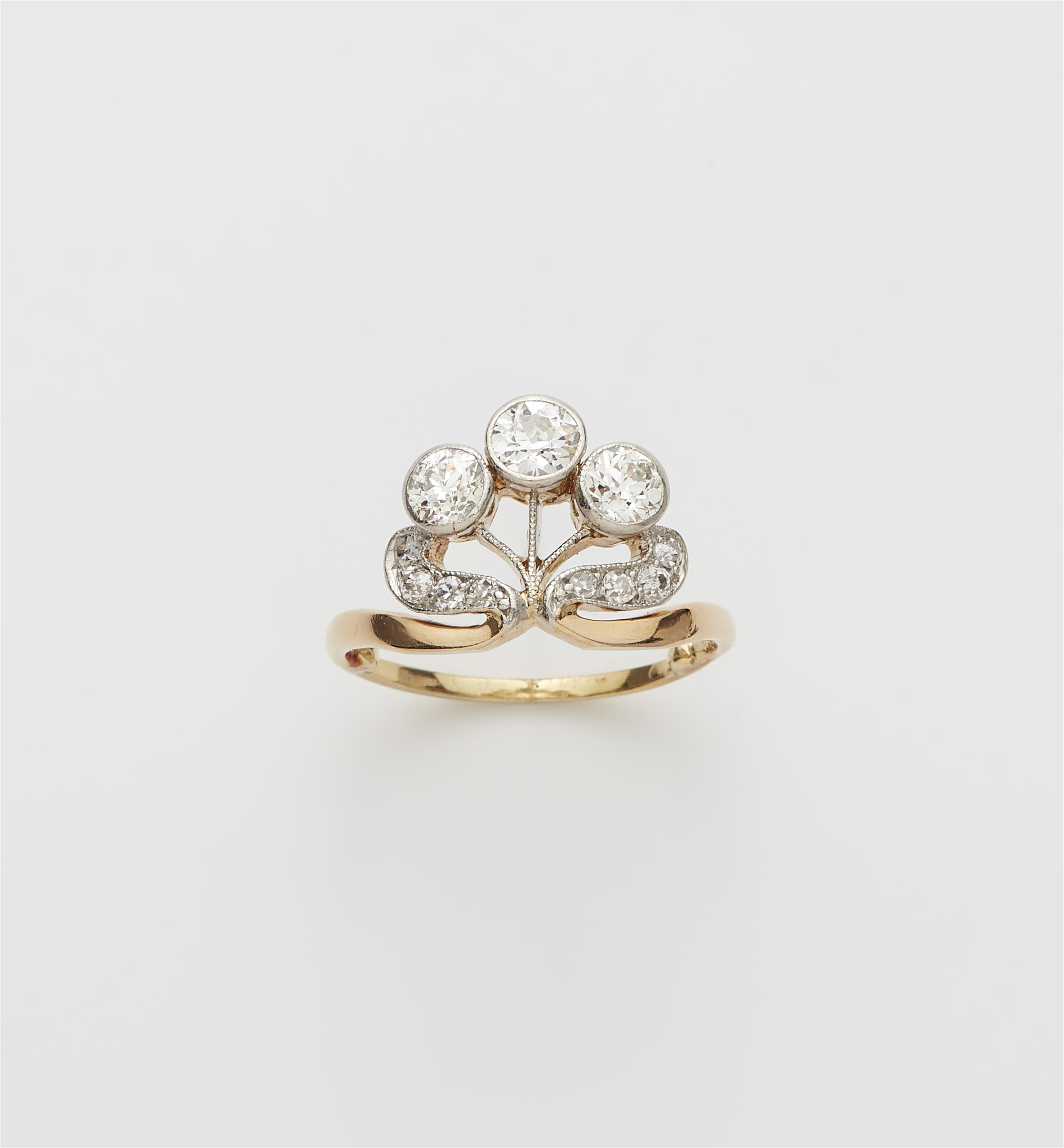 An 14k gold and diamond Art Nouveau ring. - image-1