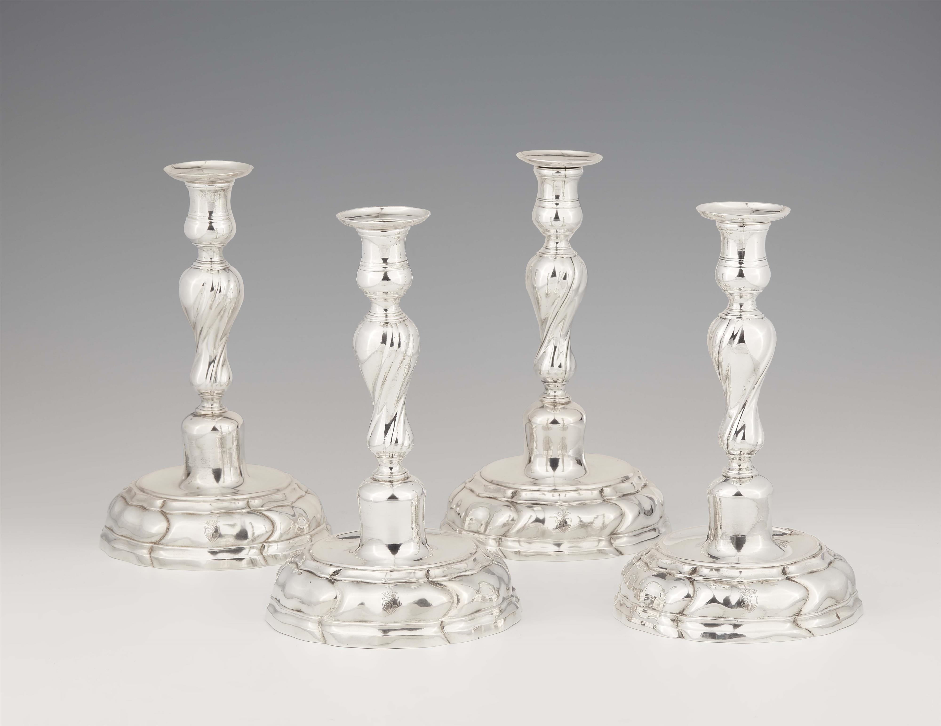 A set of four Hamburg silver candlesticks - image-1