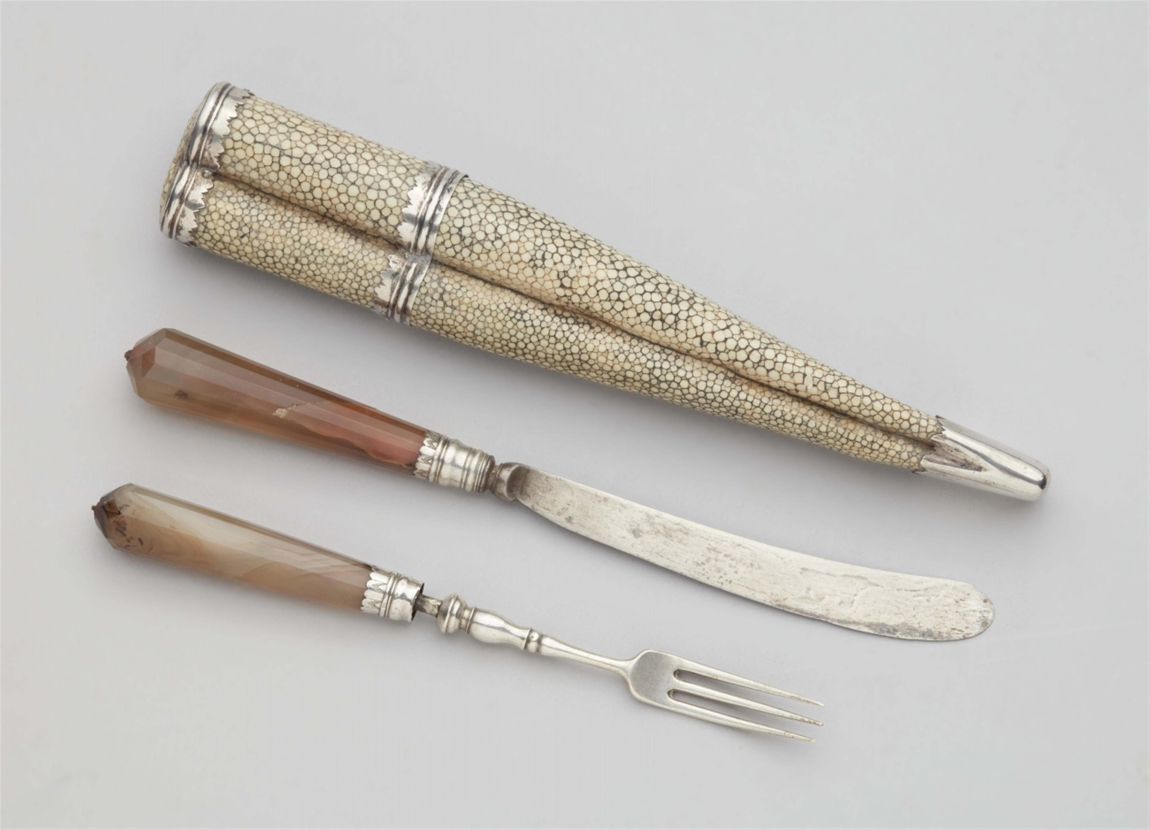 A Dutch silver-mounted cutlery set in a sheath - image-1