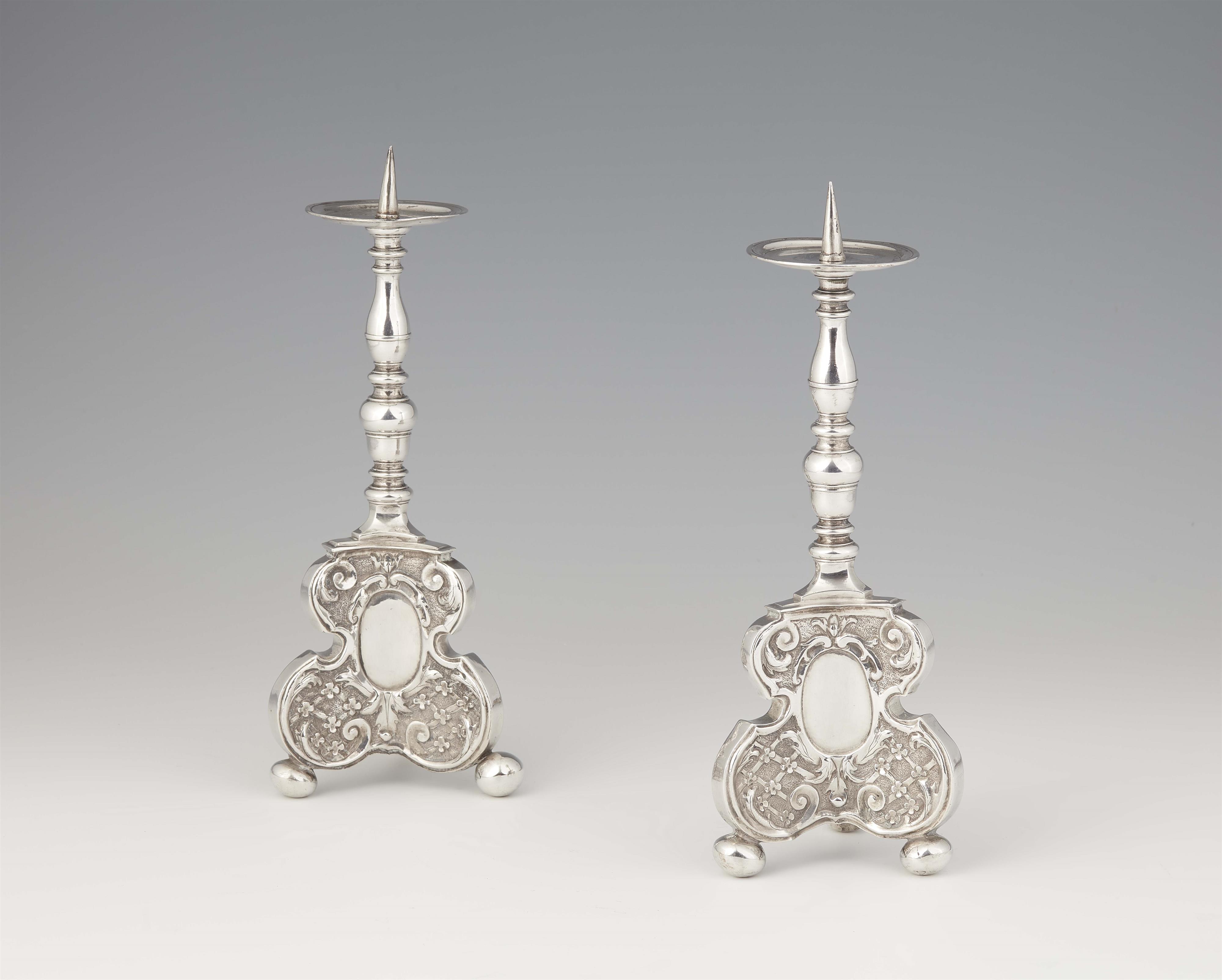 A pair of Vienna silver altar candlesticks - image-1