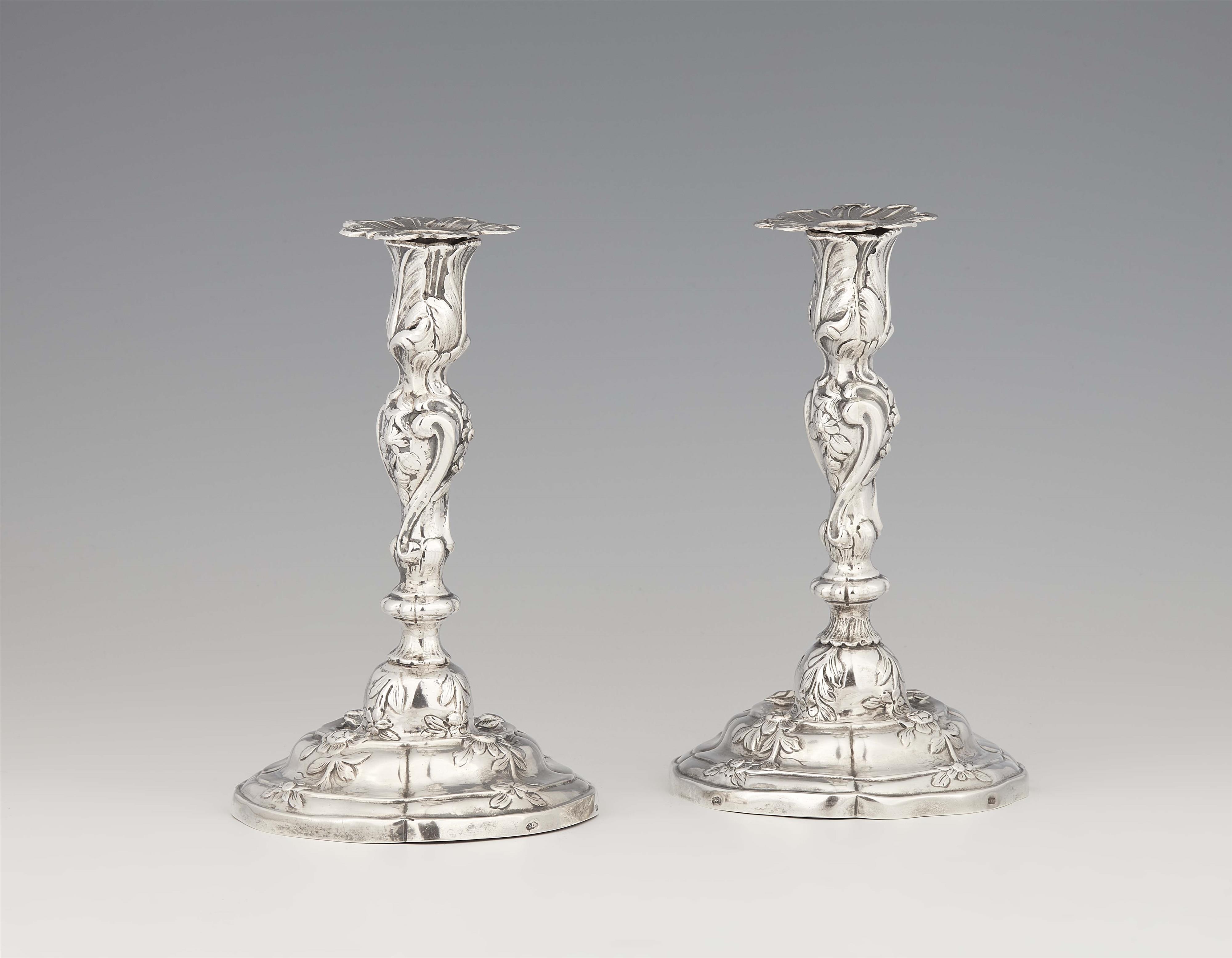A pair of Stettin Rococo silver candlesticks - image-1
