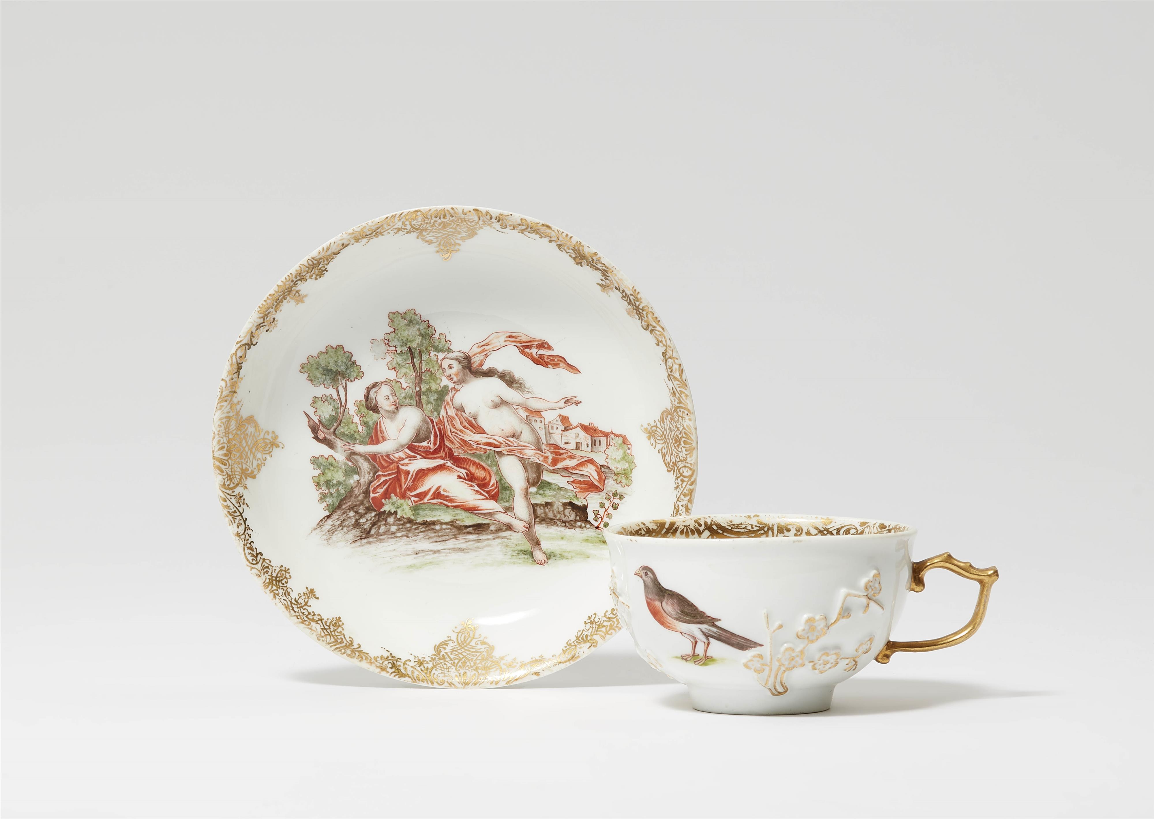 A Meissen porcelain cup and saucer with "hausmaler" decor - image-1