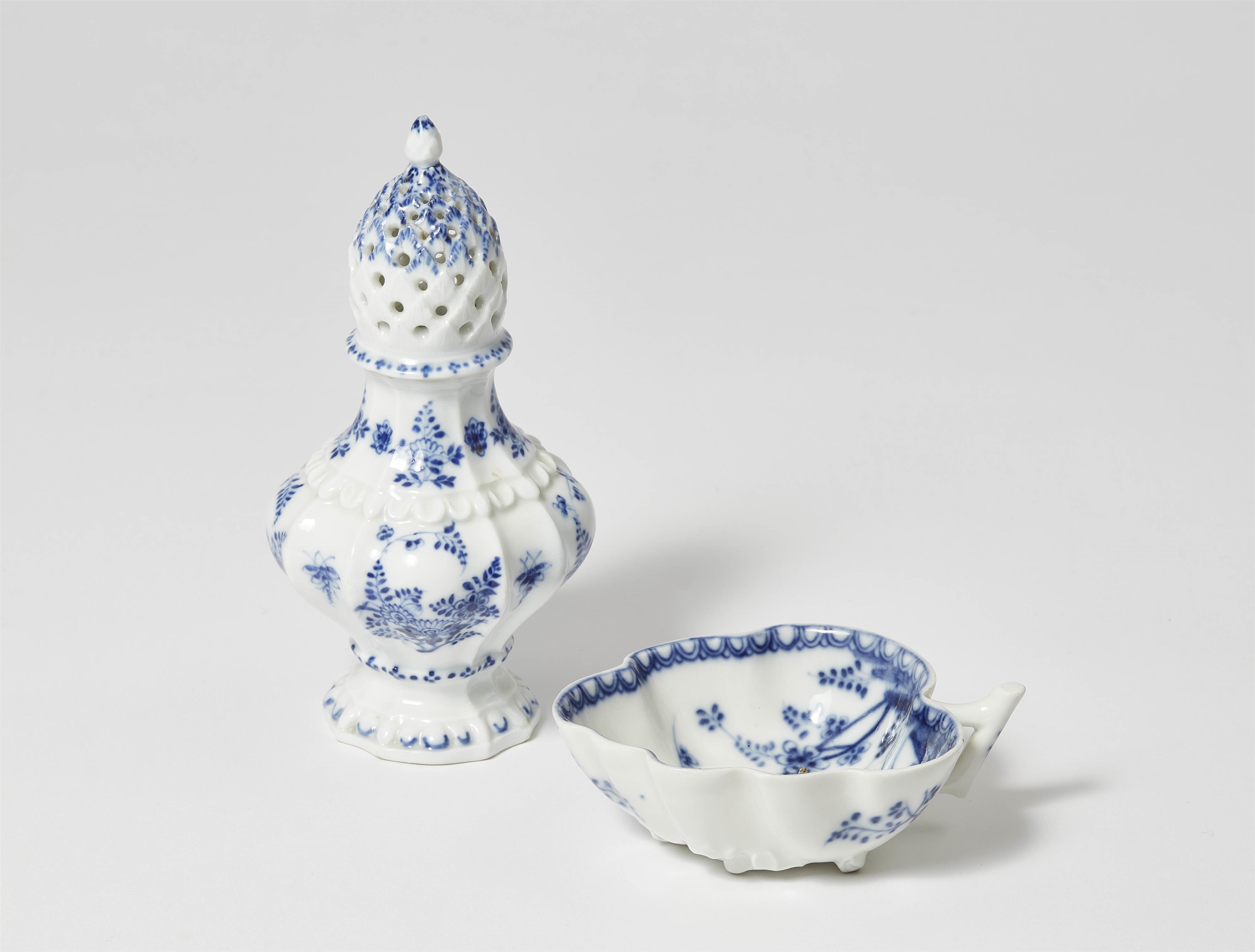 A Meissen porcelain sugar caster and leaf-shaped dish - image-1