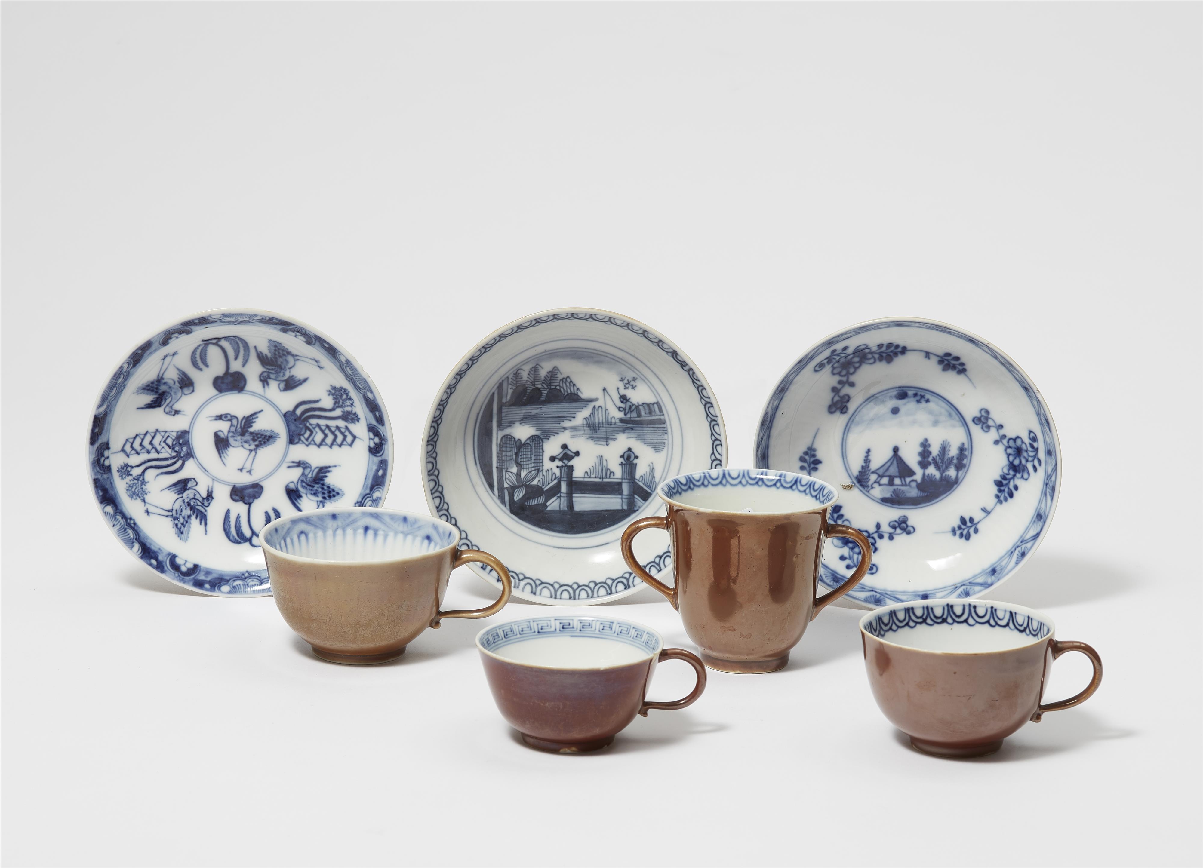 Seven items of Meissen porcelain with capuchin brown ground - image-1