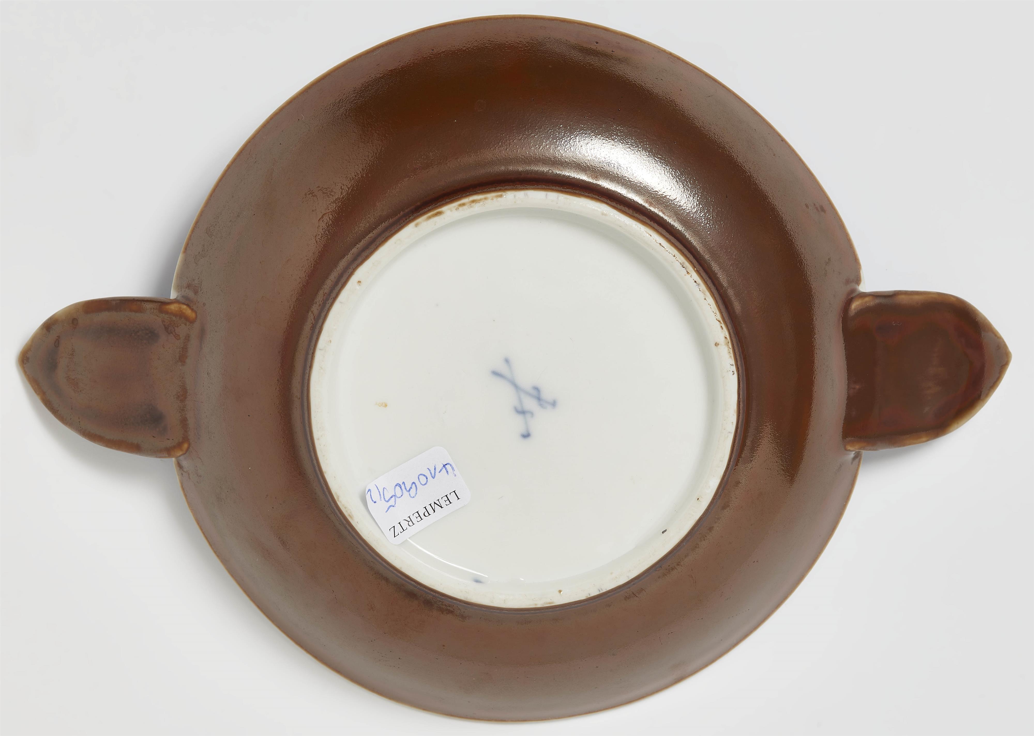An early Meissen porcelain cup and saucer with capuchin brown ground - image-2