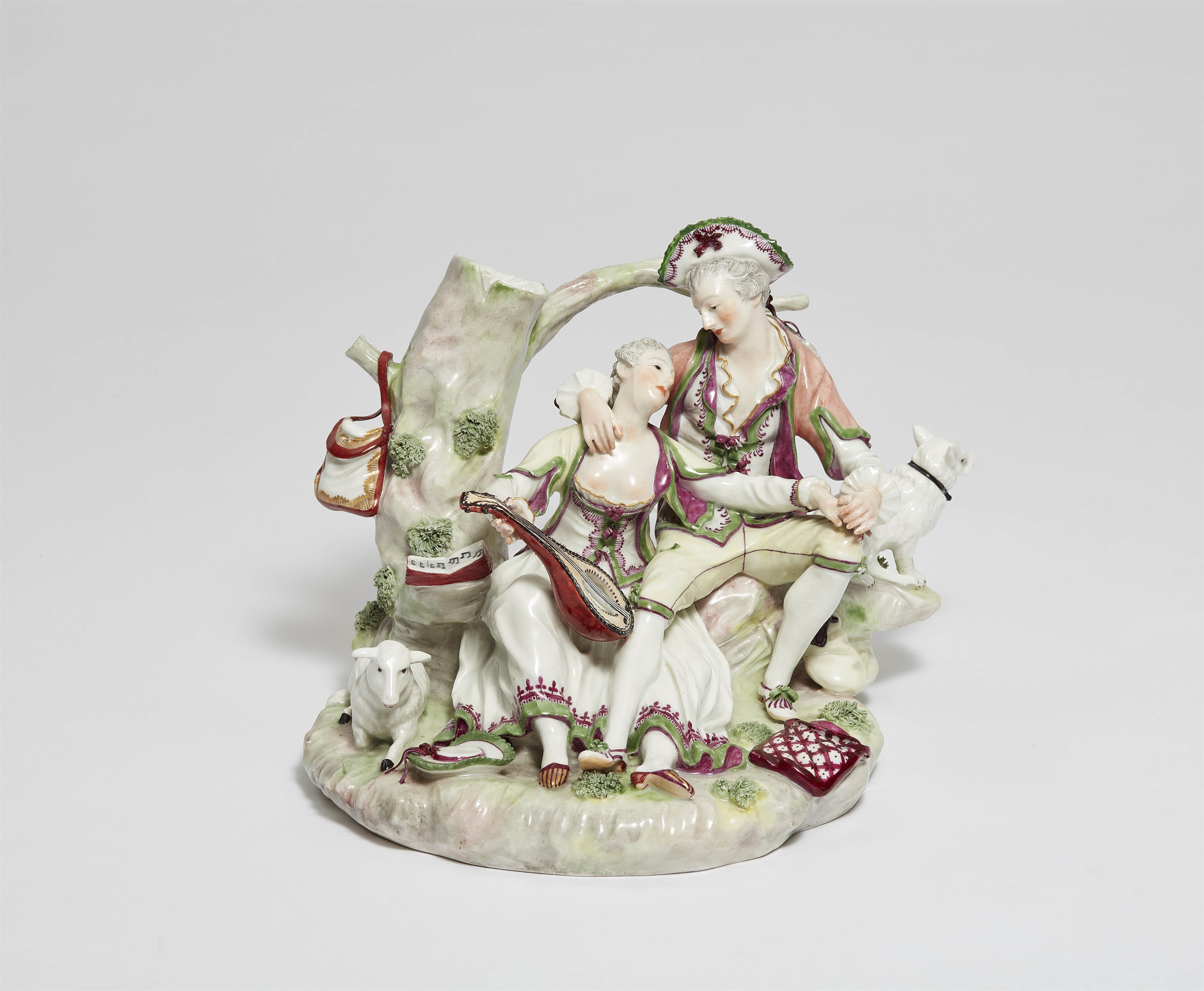 A Ludwigsburg porcelain group with shephers making music - image-1