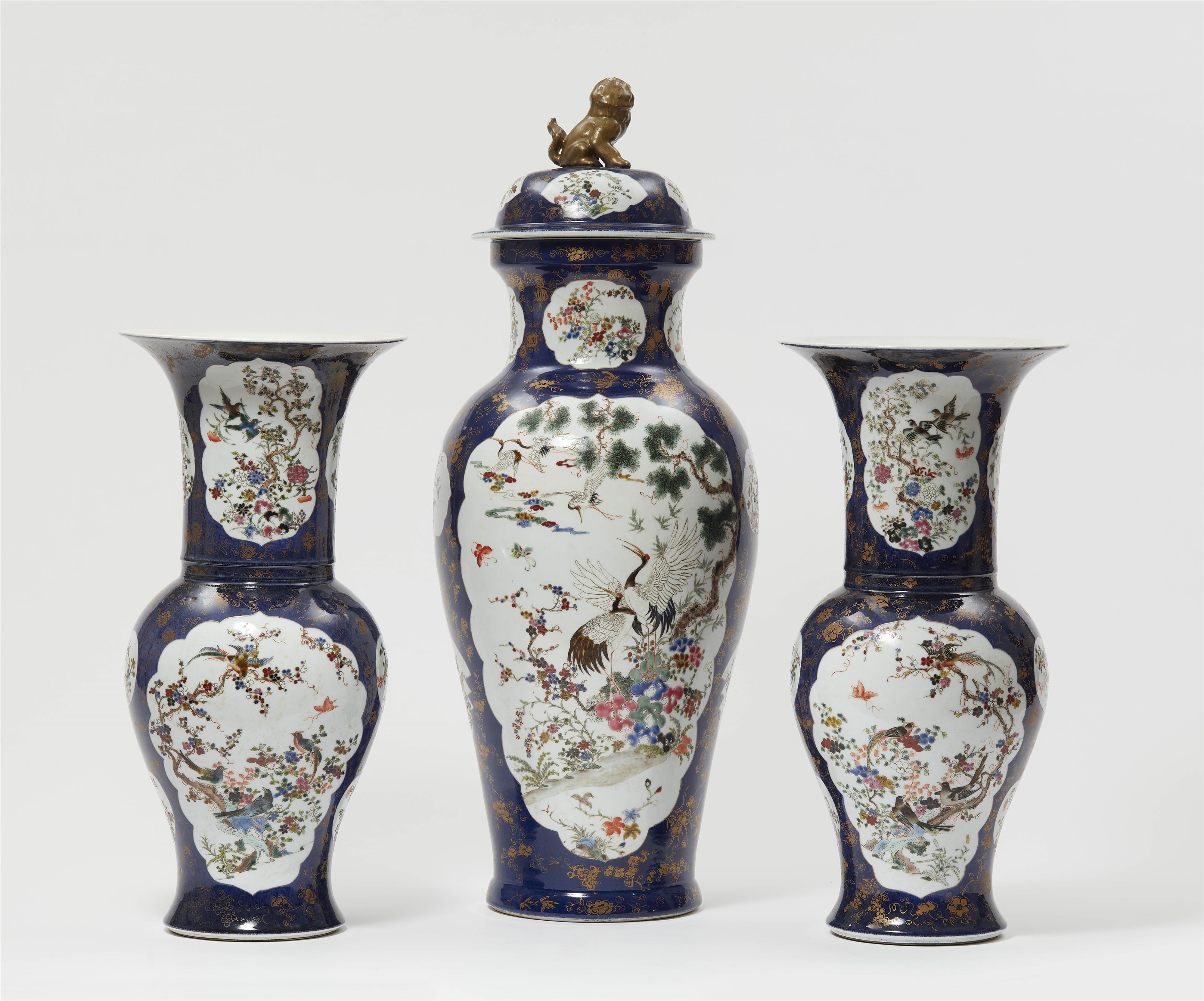 A set of three Samson porcelain vases with famille-rose decor - image-2