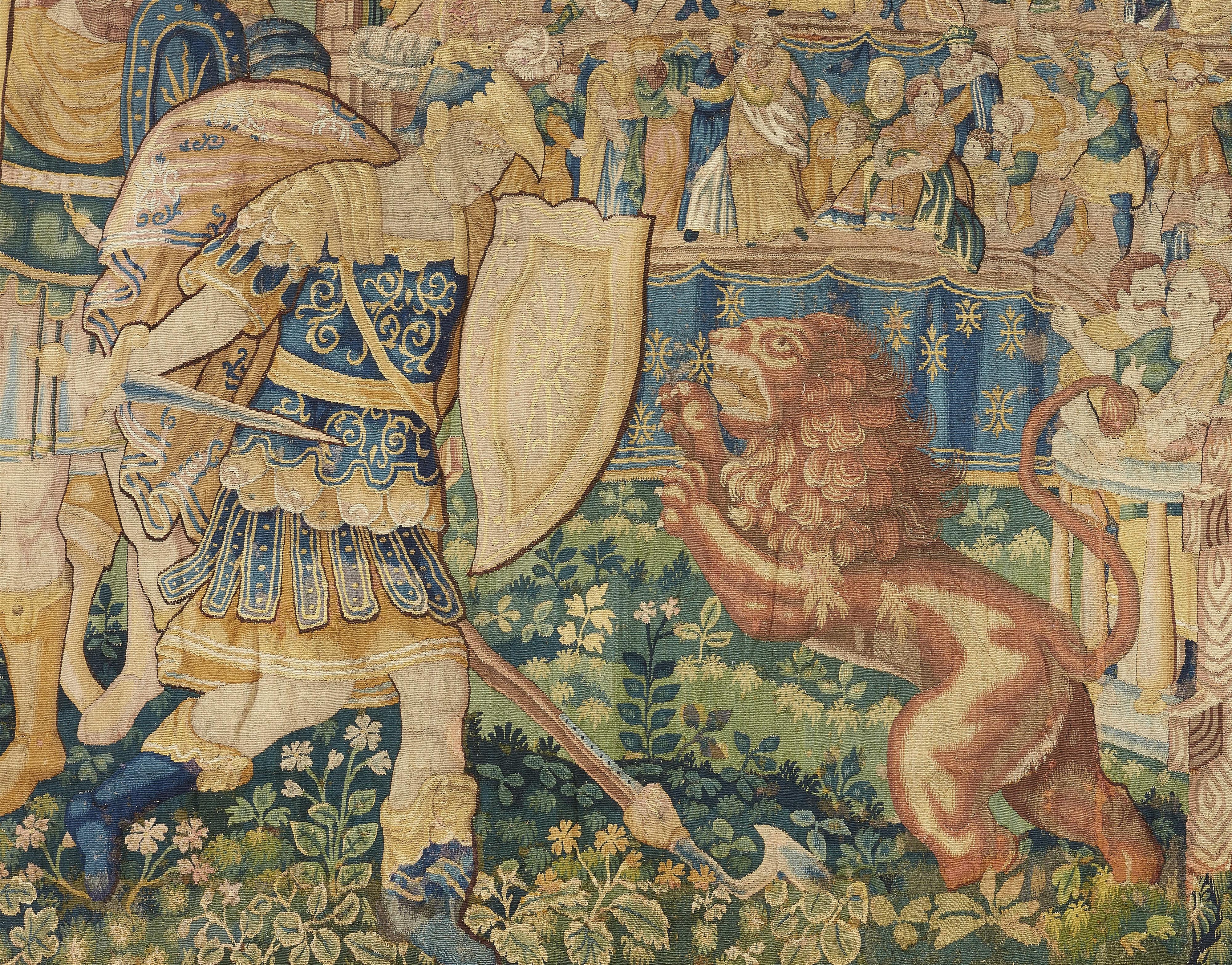 Der junge Konstantin streckt den Löwen nieder 
Flämische Tapisserie - image-2