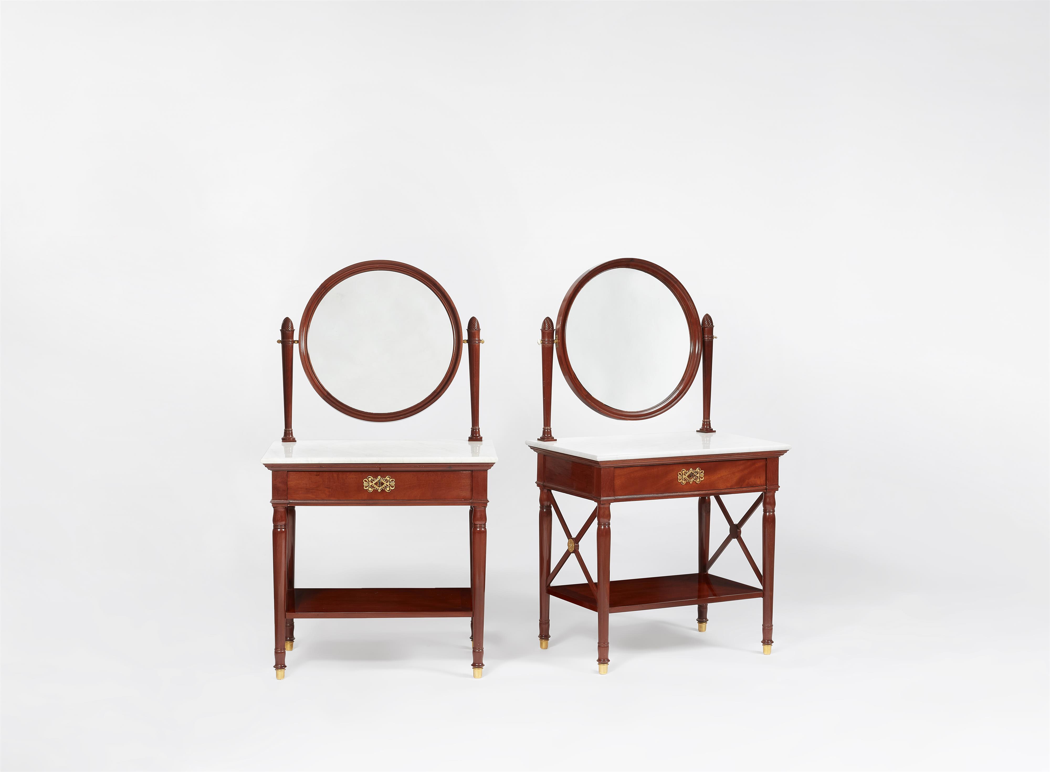 A pair of Empire mahogany dressing tables - image-1