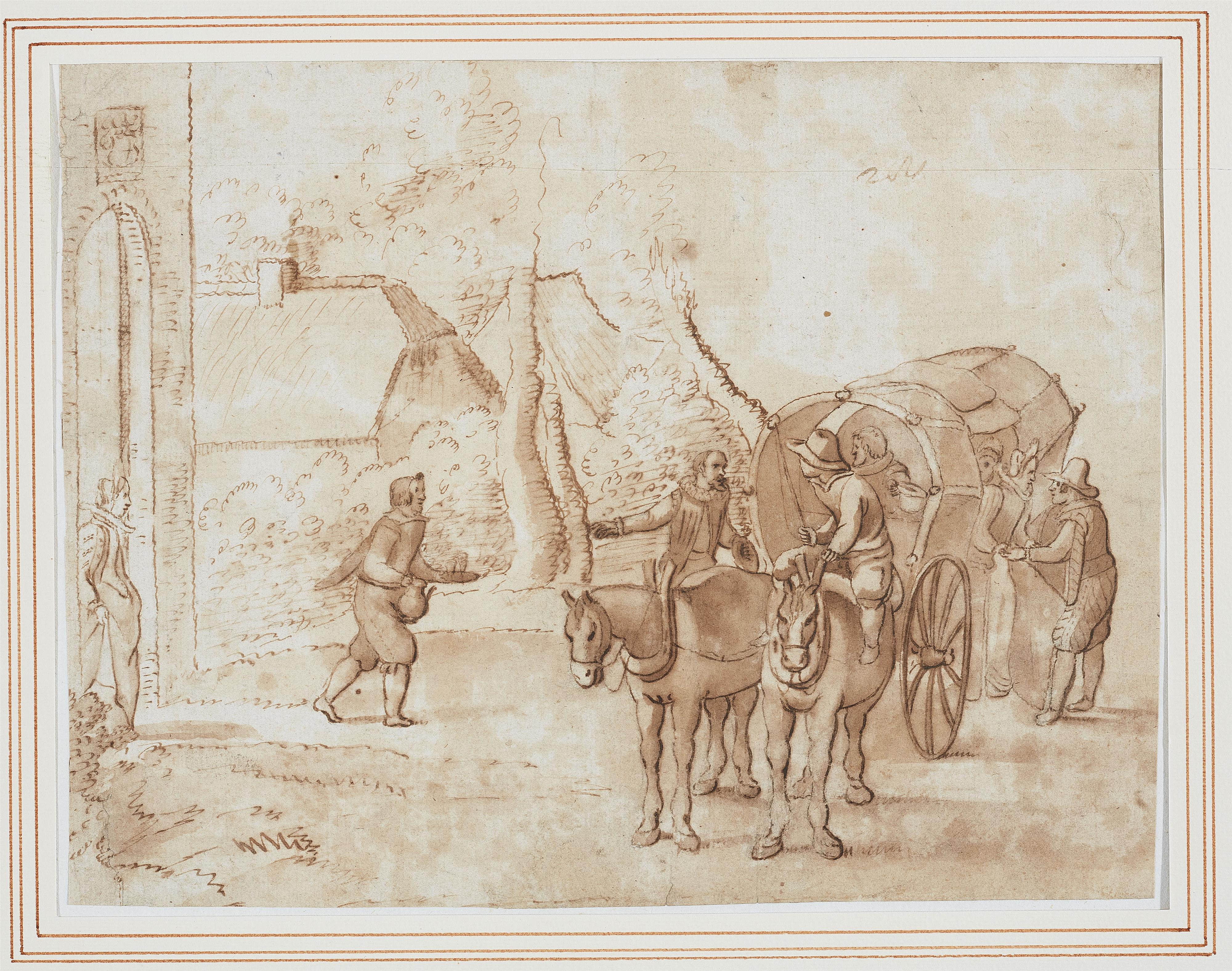 Netherlandish School 17th Century - Travellers at Rest - image-1