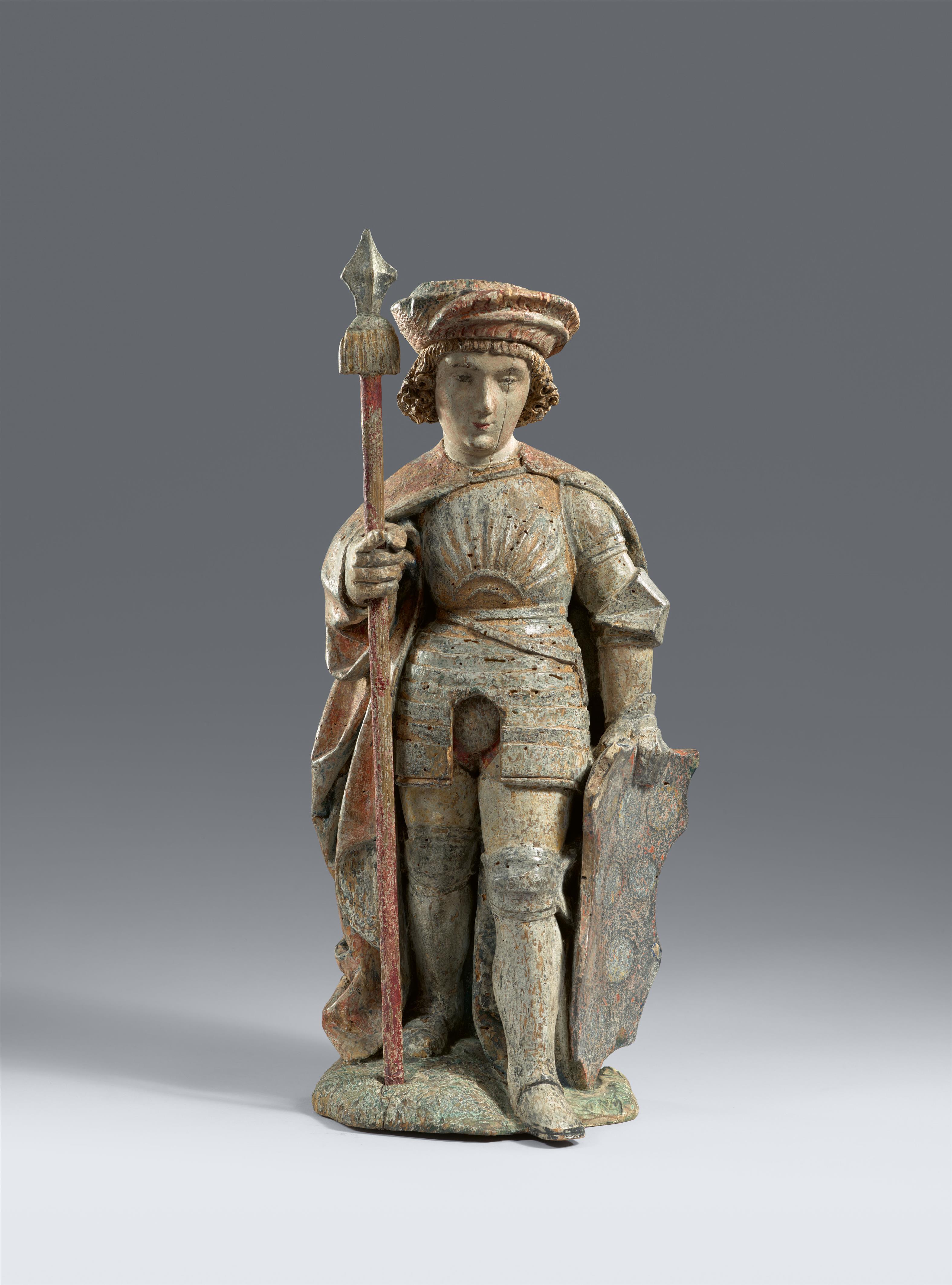 Burgundy around 1500 - A Burgundian carved wood figure of Saint Quirinus of Neuss, around 1500 - image-1