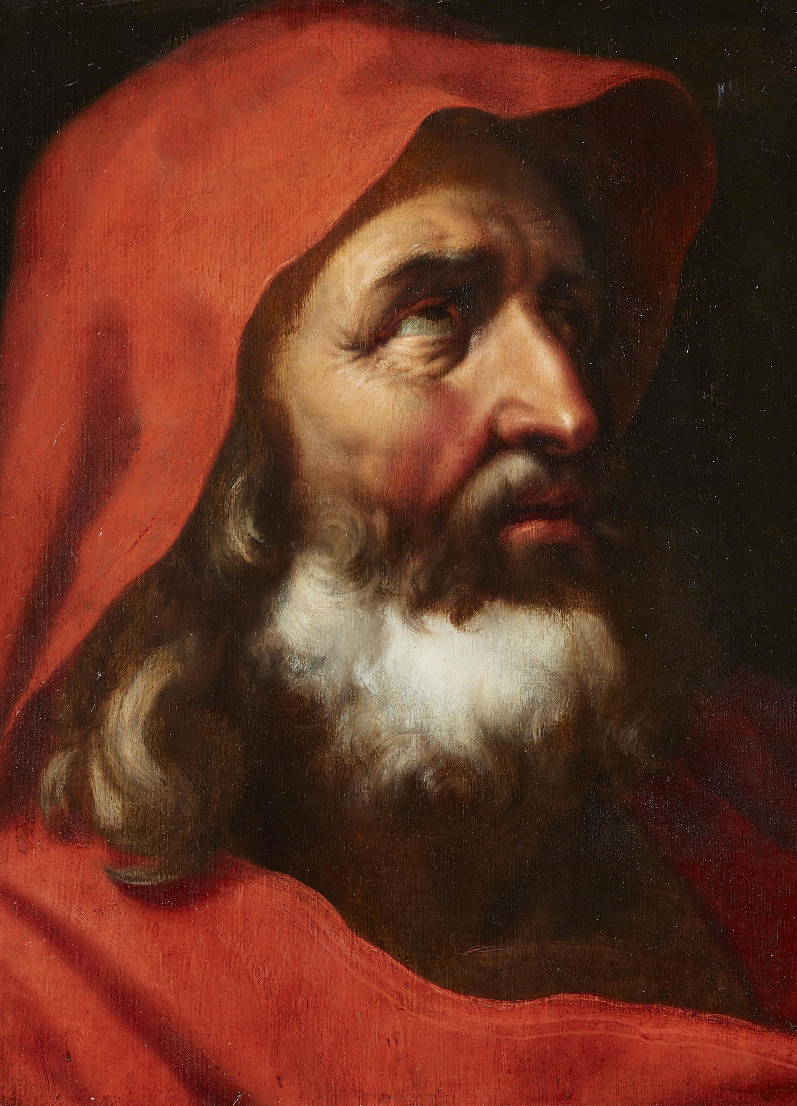 Flemish School 17th century - Portrait of a bearded Man in a red Cloak - image-1