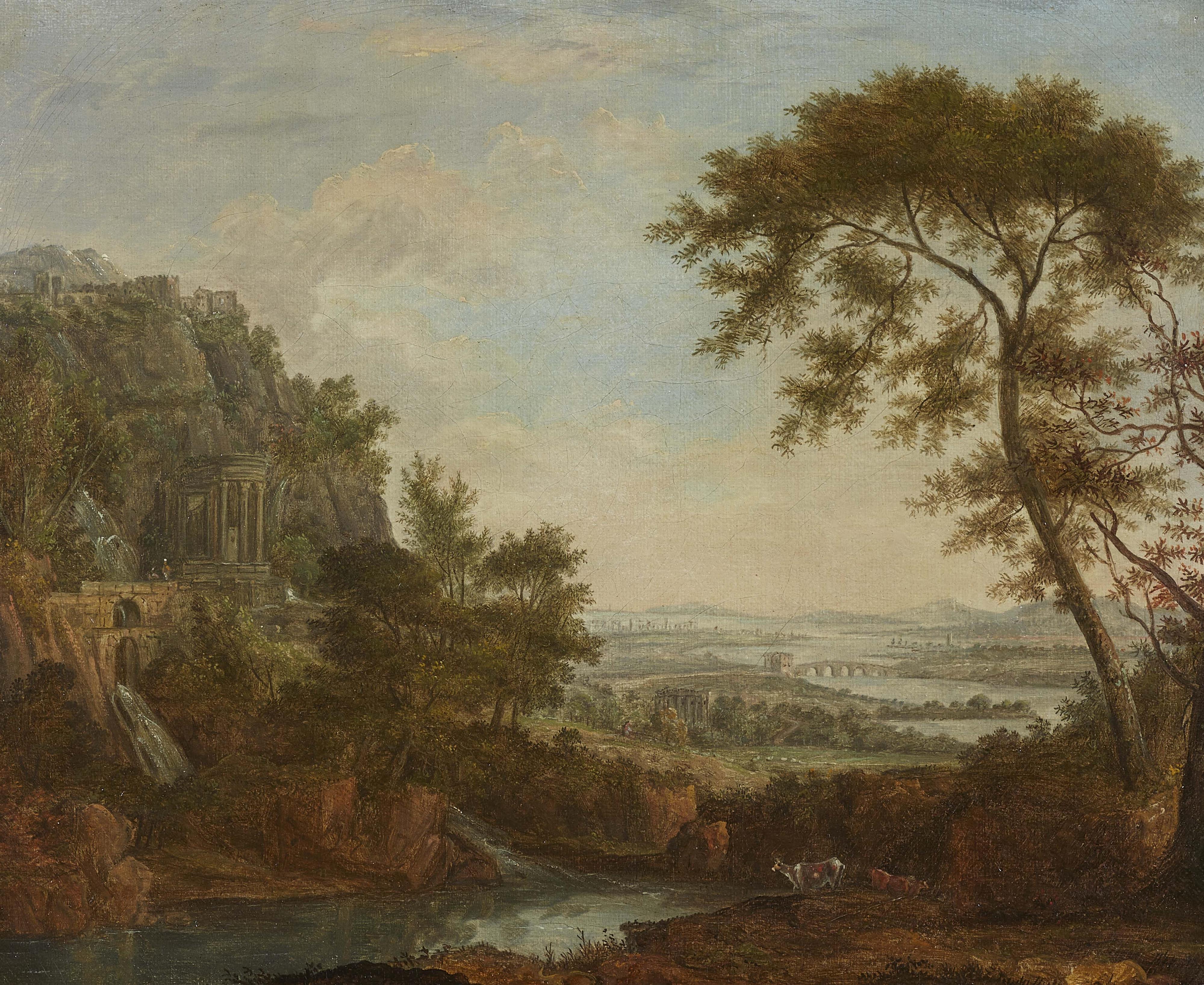 French School 18th century - Two Landscapes with ancient Ruins - image-1