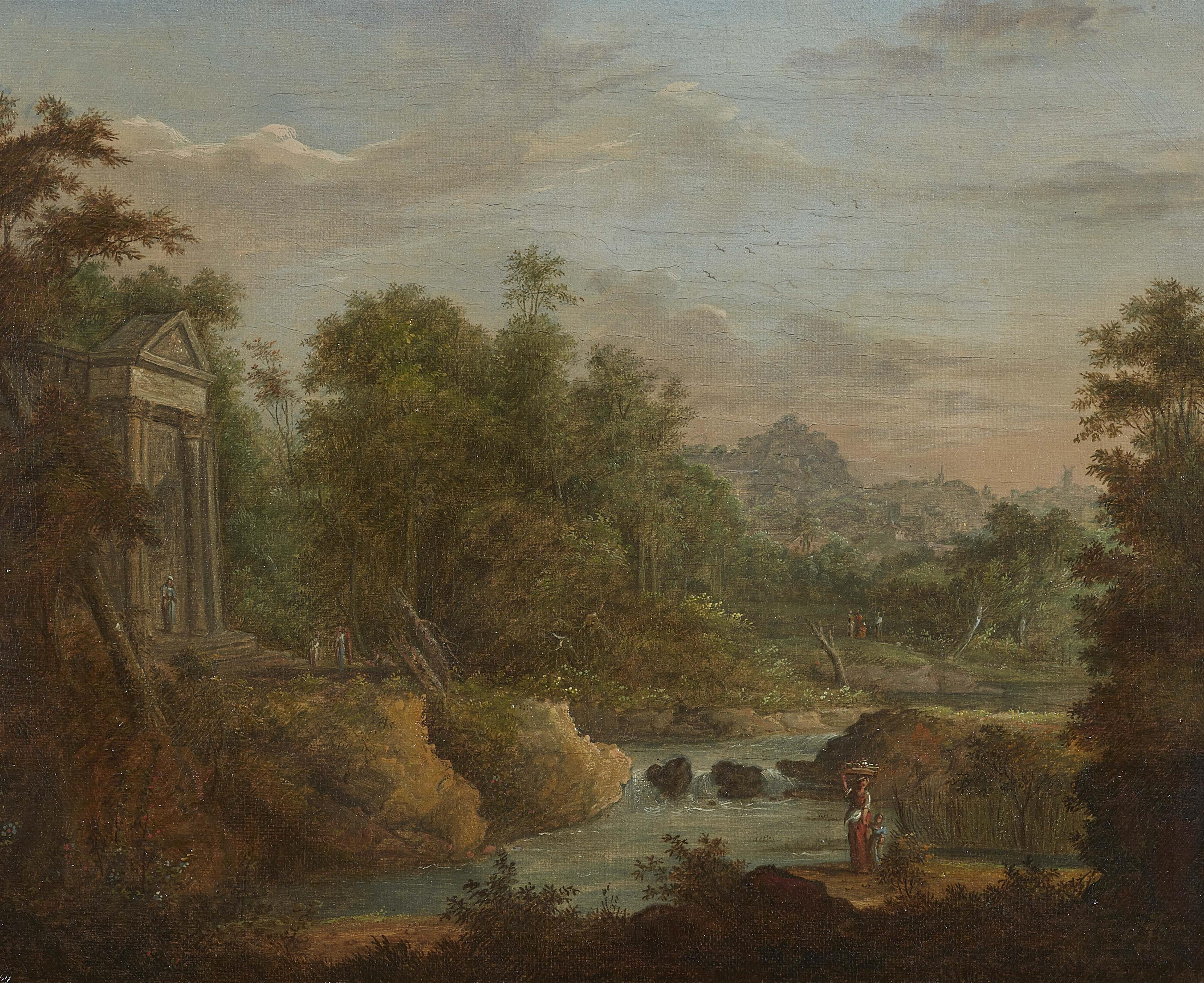 French School 18th century - Two Landscapes with ancient Ruins - image-2