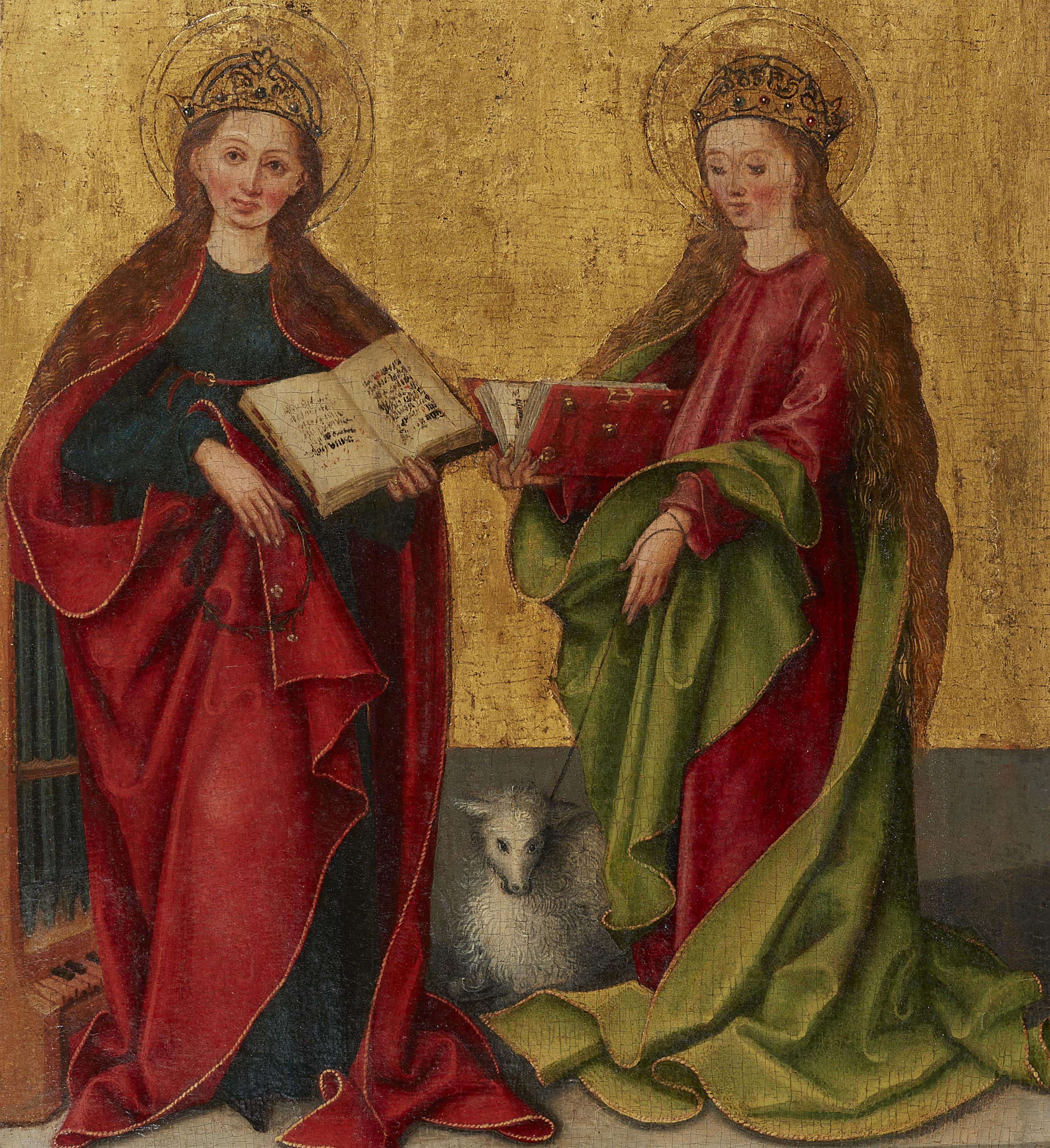 Probably Upper Rhine-Region second half 15th century - Saints Cecilia and Agnes - image-1