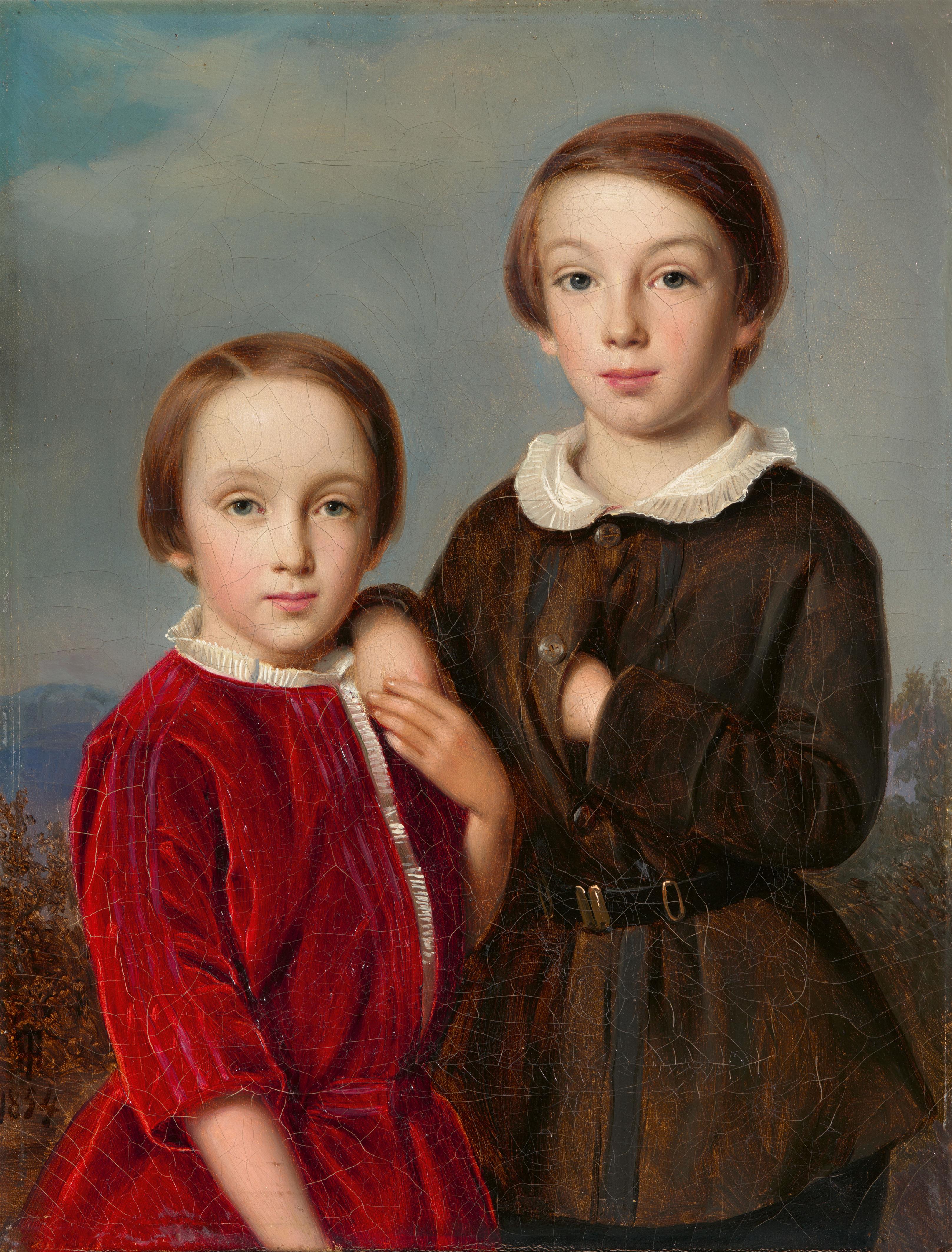 Austrian Artist mid-19th century - Portrait of Edmund and Wolgang von Würtzburg as Children - image-1