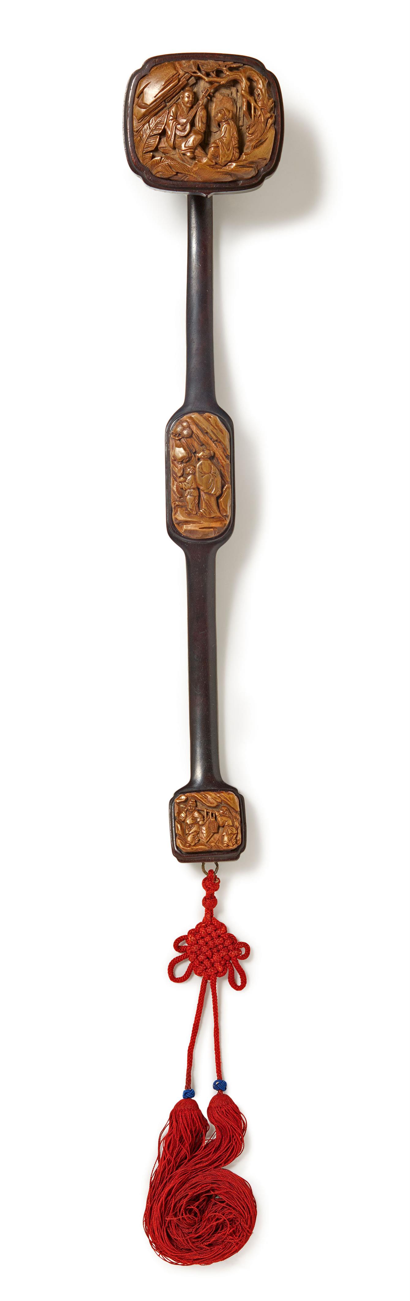 A zitan wood and bamboo ruyi sceptre. Early 20th century - image-1