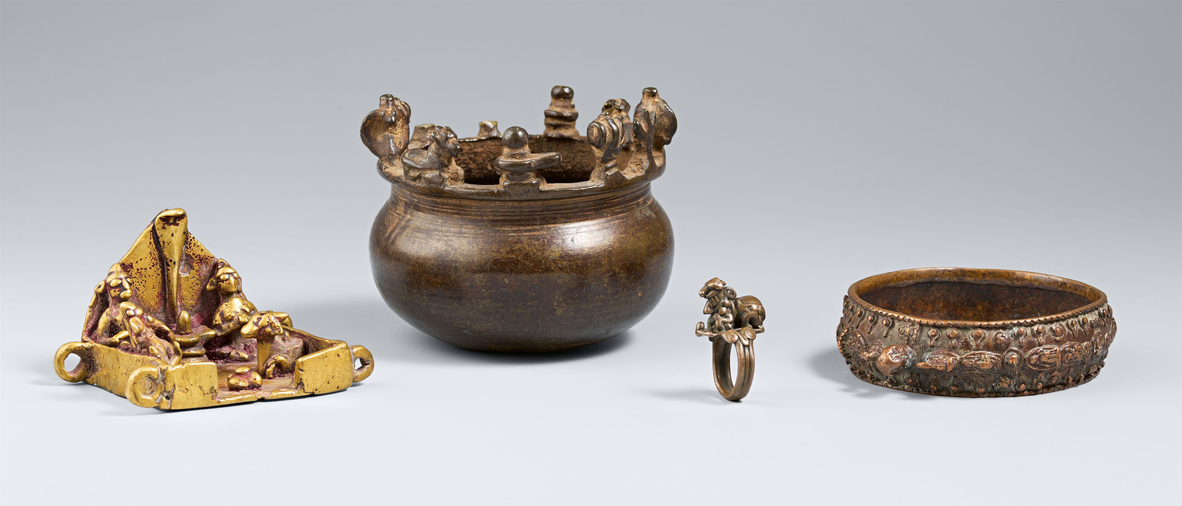 Four copper alloy pieces. Central and Southern India. 19th/20th century - image-1