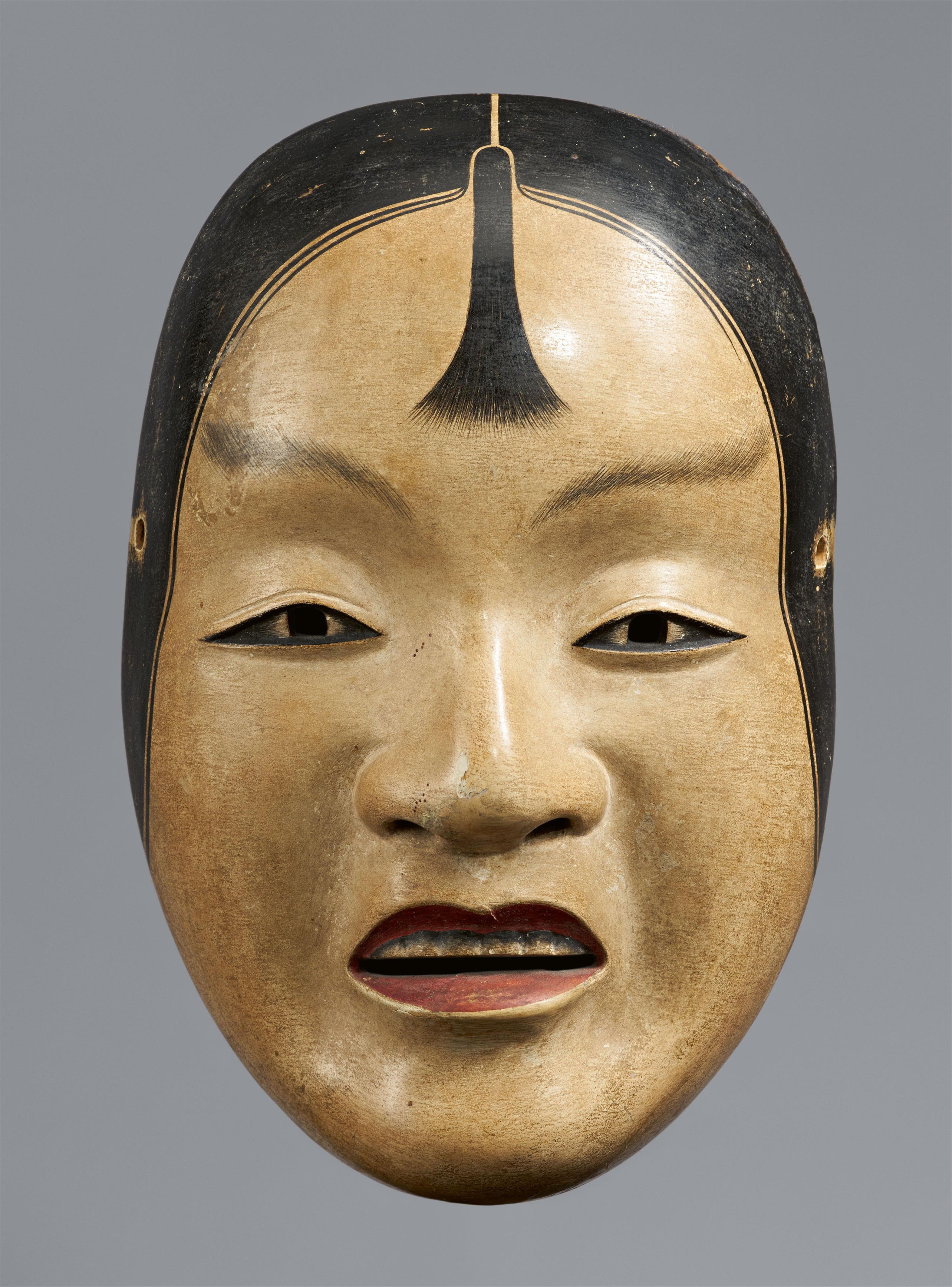 A polychromed wood nô mask. 18th century - image-1