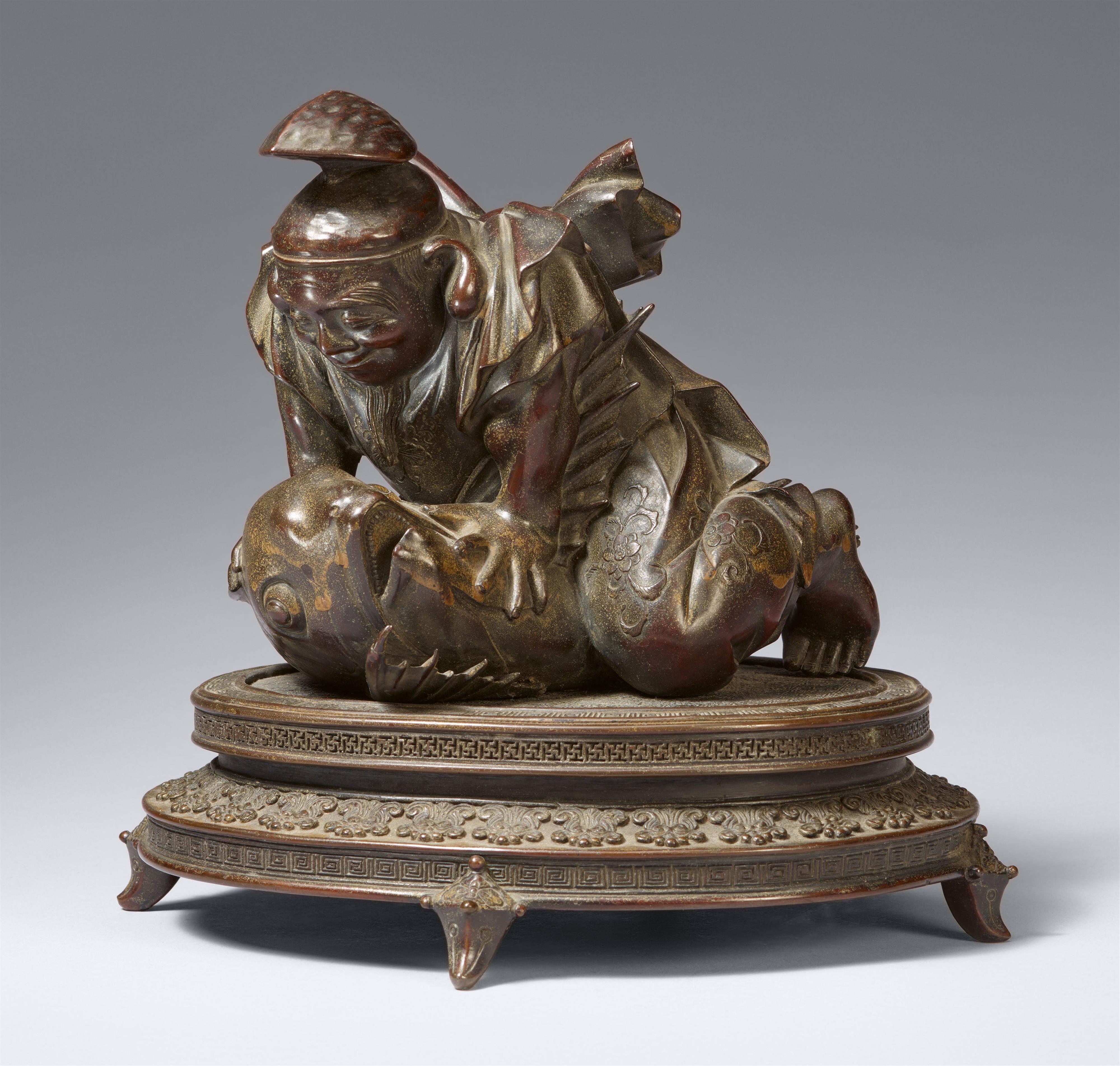 A bronze okimono of Ebisu. Late 19th century - image-1