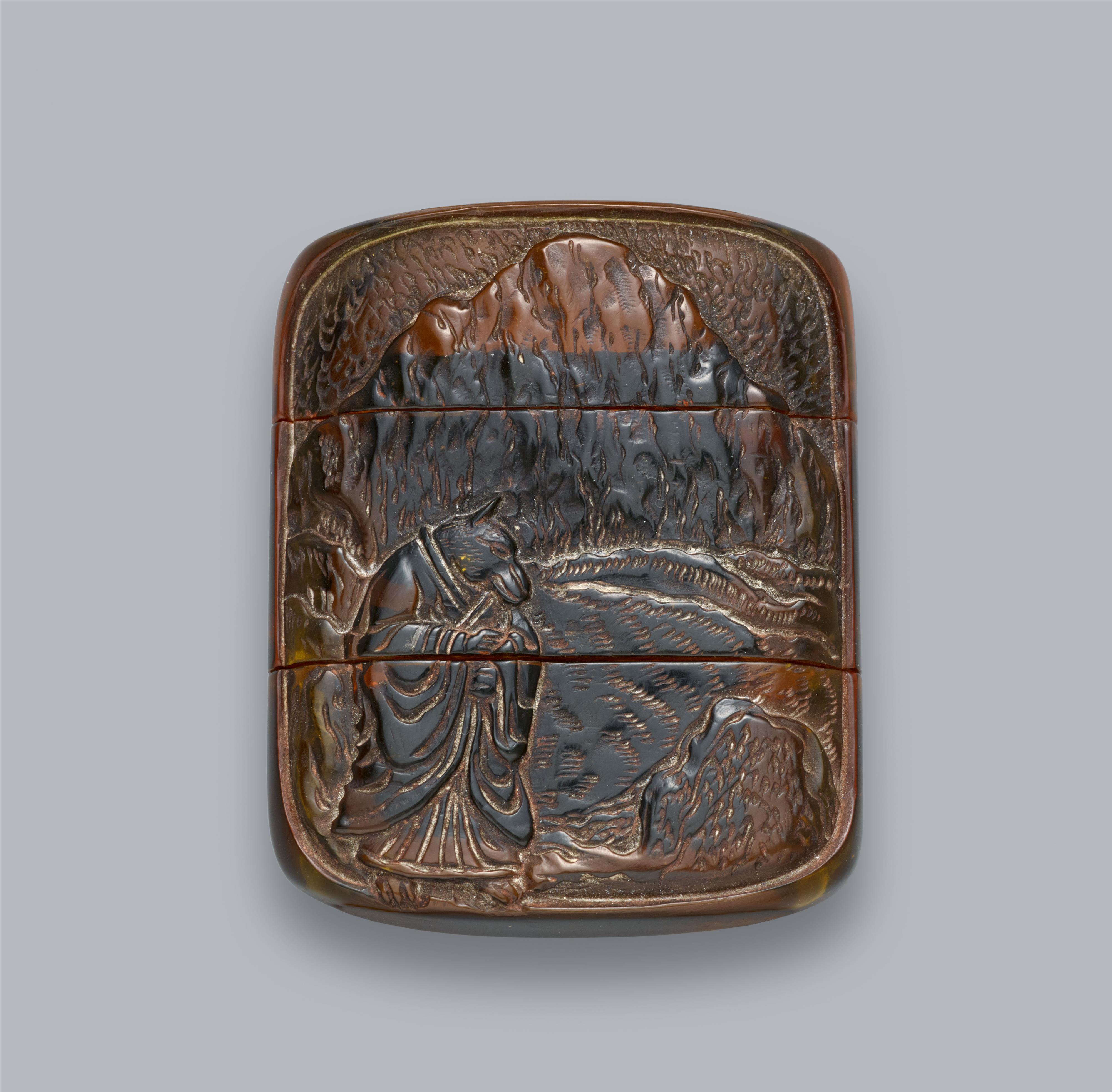 A two-case amber inrô. 19th century - image-1