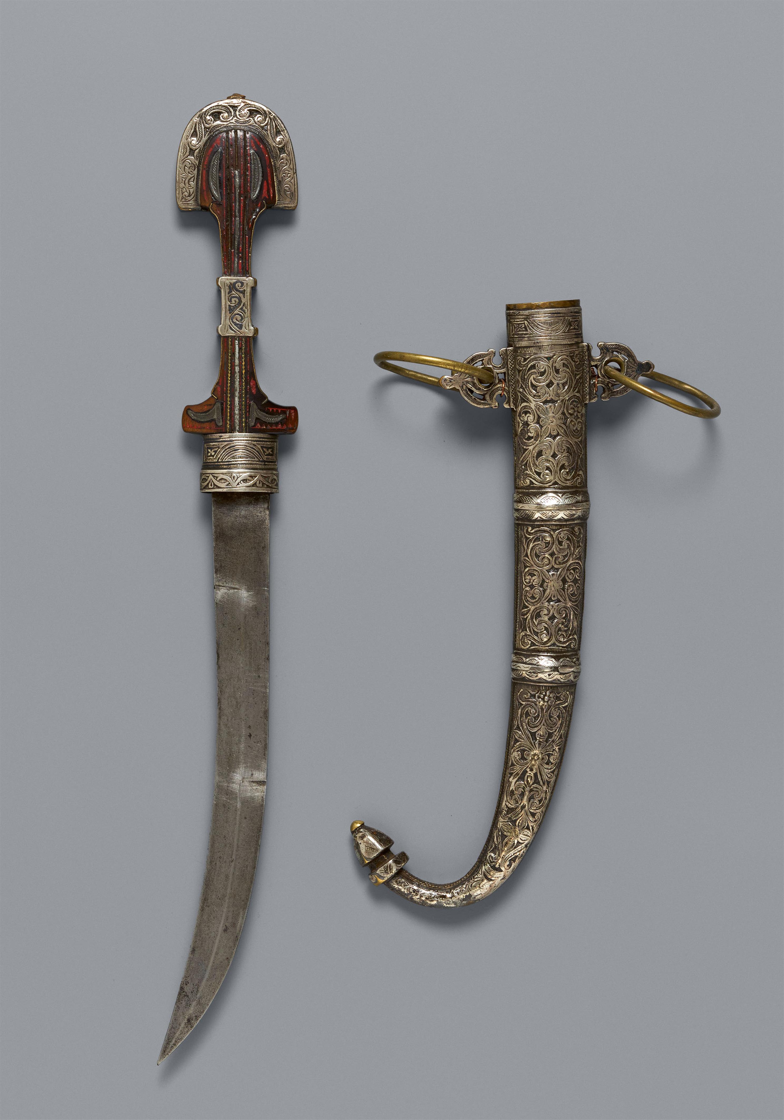 A jambiya/kinjal with scabbard.  Morocco.19th century - image-1