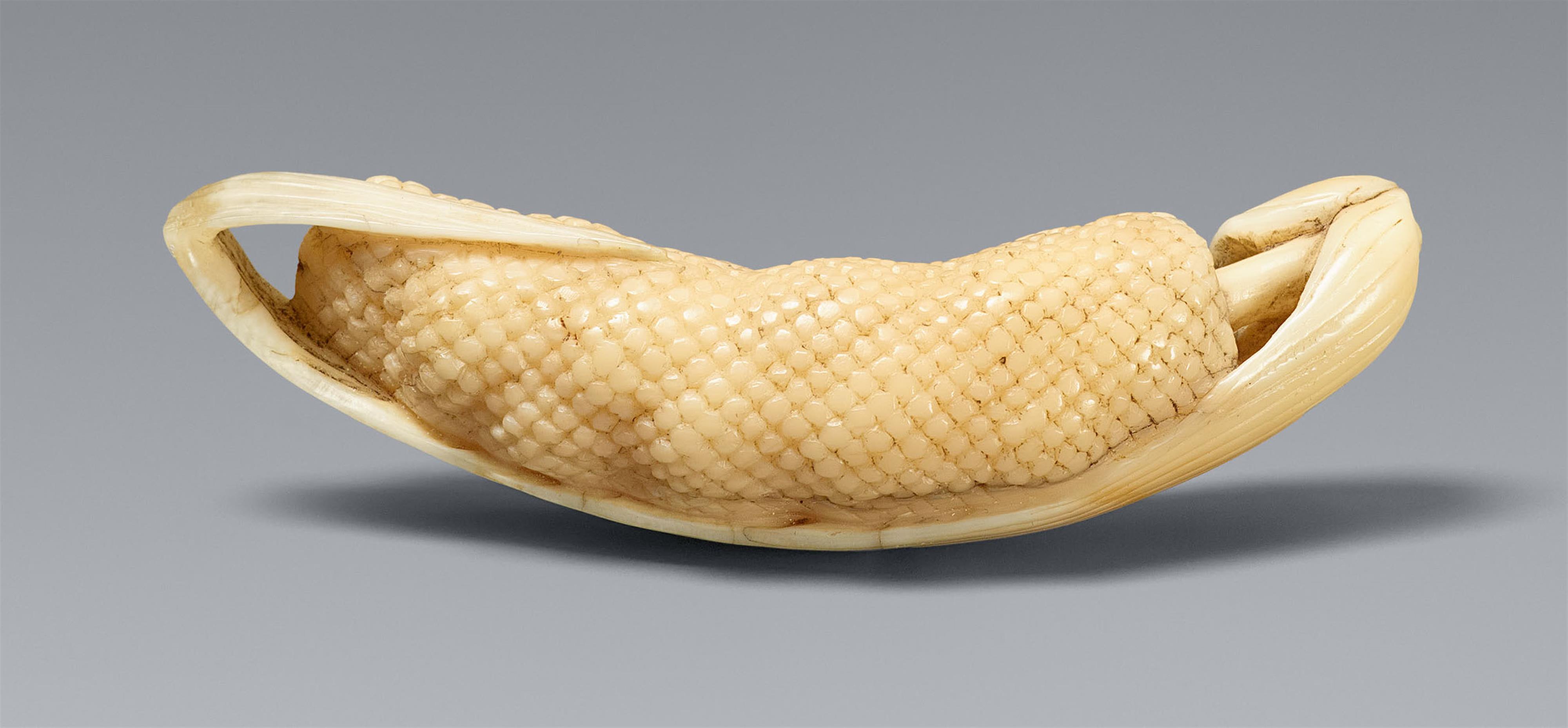 An animal tooth netsuke of a millet cob. Second half 19th century - image-1