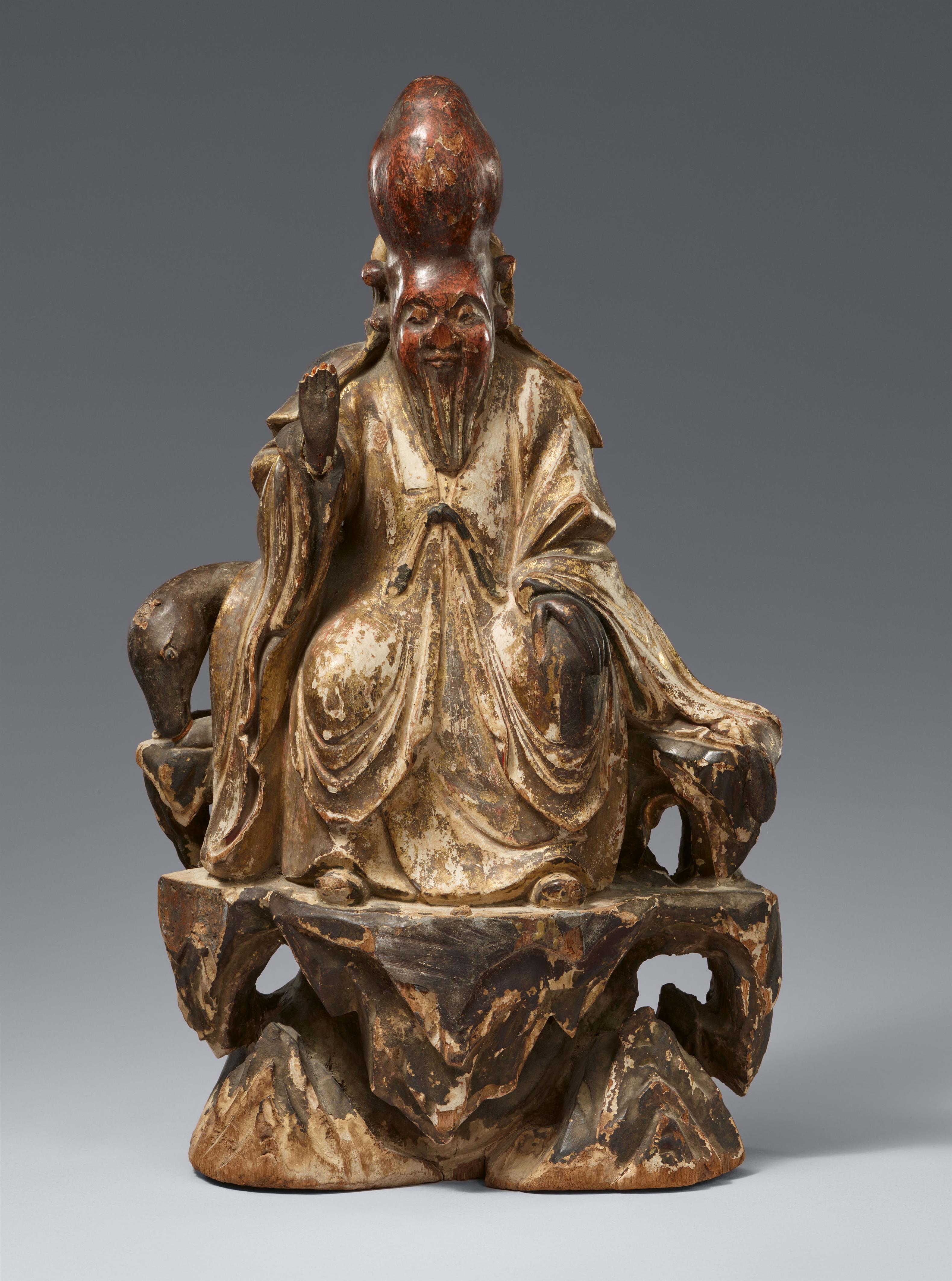 A polychromed wood figure of Shoulao. Ming dynasty, 17th century - image-1