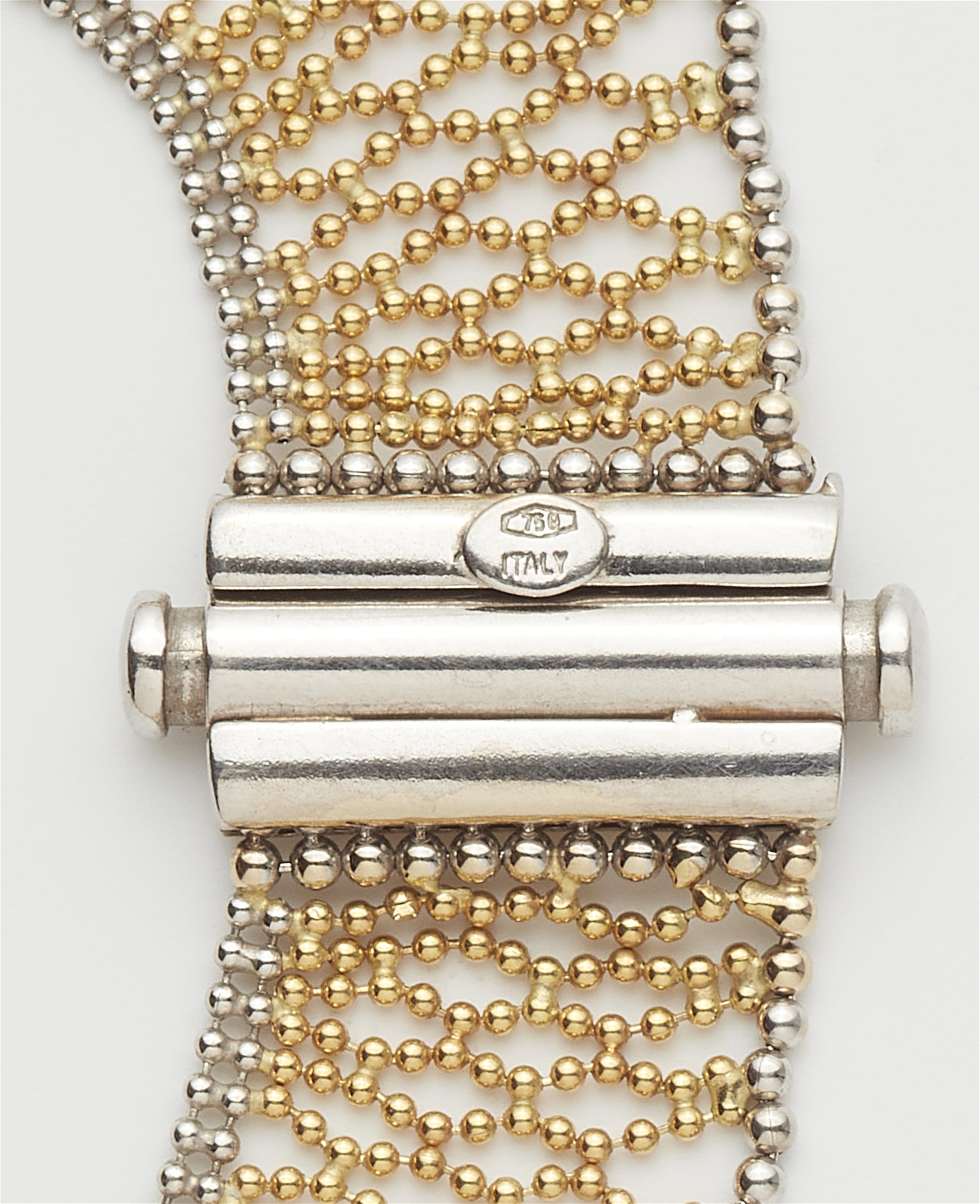 An Italian 18k bicolour gold mesh collar necklace and bracelet. - image-2