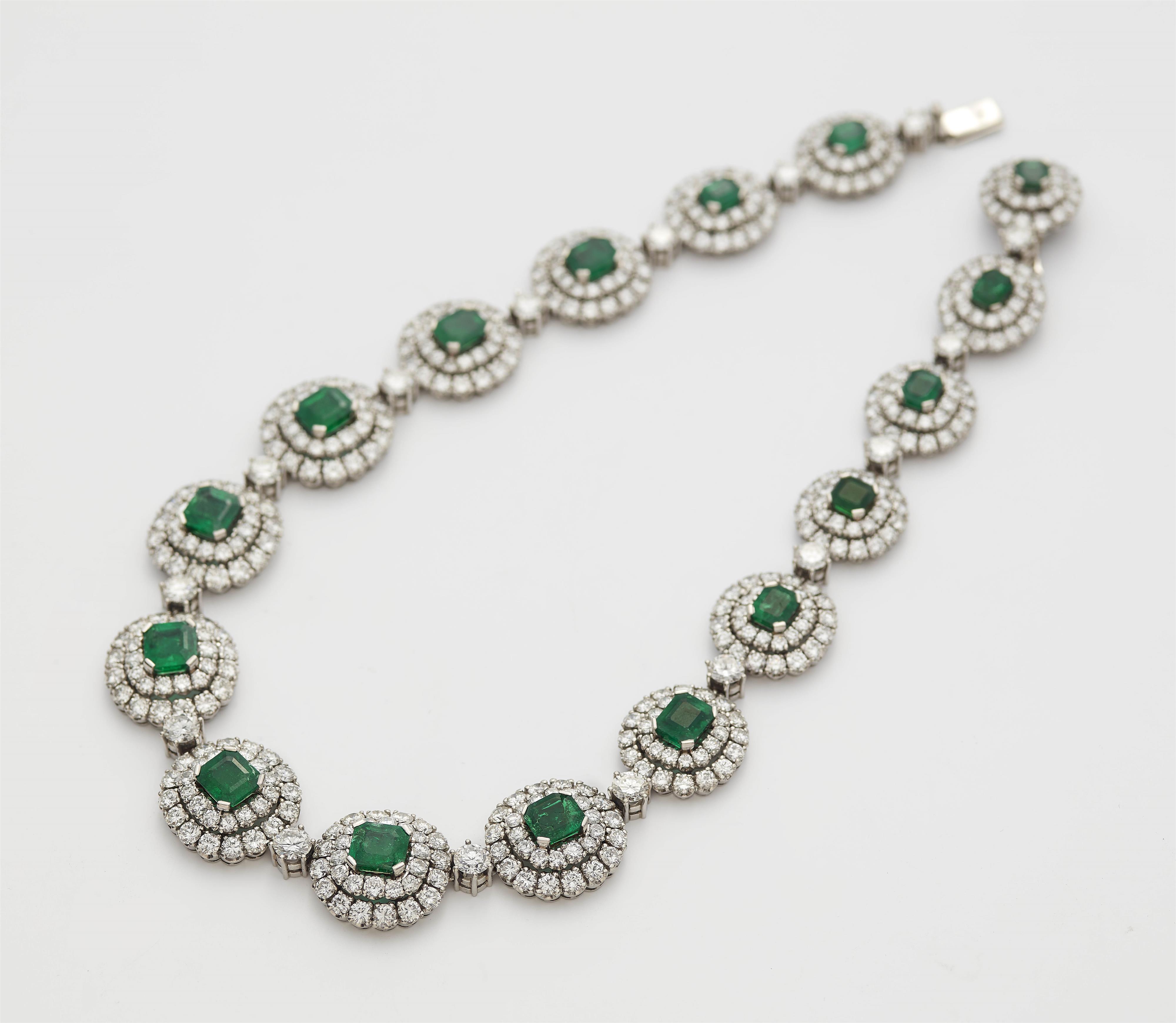 A German platinum diamond and emerald cocktail necklace. - image-2